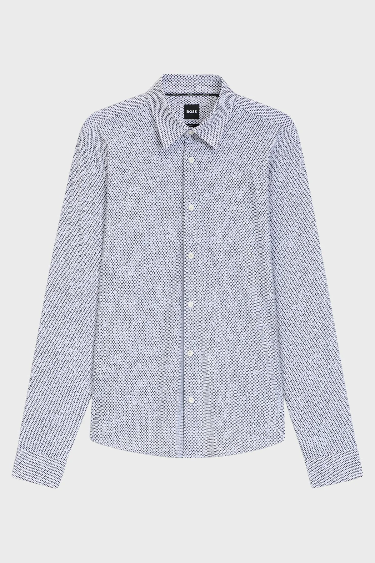 Boss Desenli Slim Fit Streç Uzun Kollu Erkek Gömlek 50545269 410 BEYAZ-LACİVERT - 6
