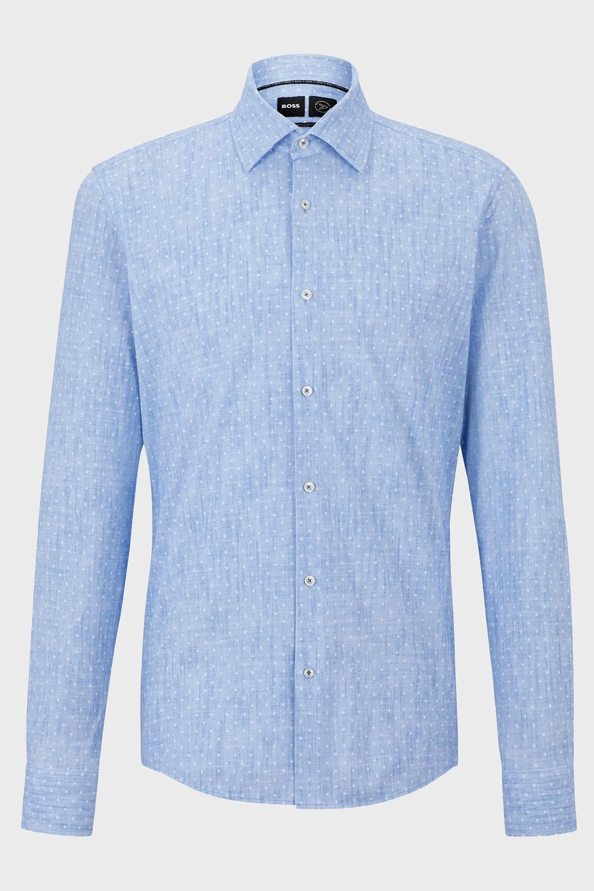 Boss Desenli Streç Kumaştan Regular Fit Erkek Gömlek 50490400 450 MAVİ - 6