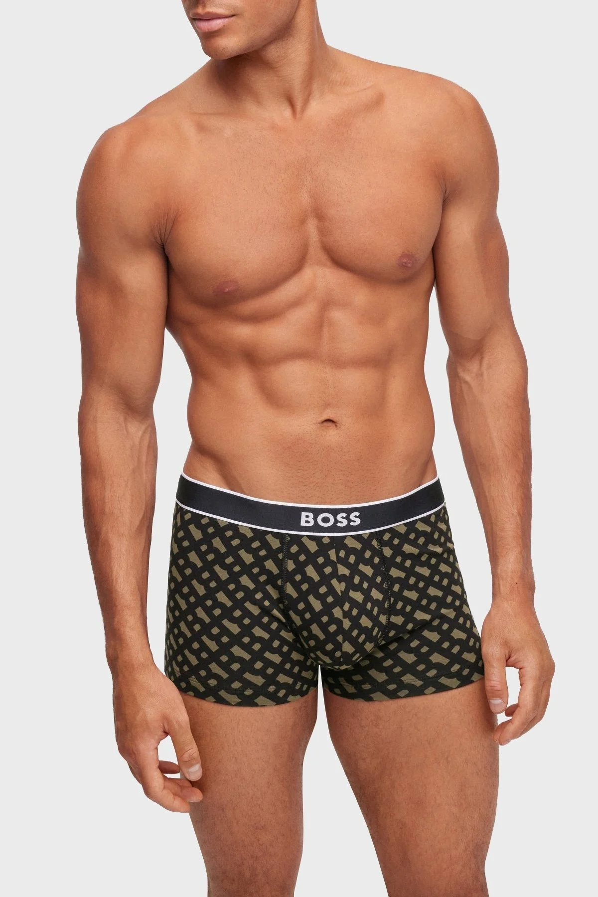 Boss Desenli Streç Pamuklu Konforlu Erkek Boxer 50479053 304 SİYAH-HAKİ - 2