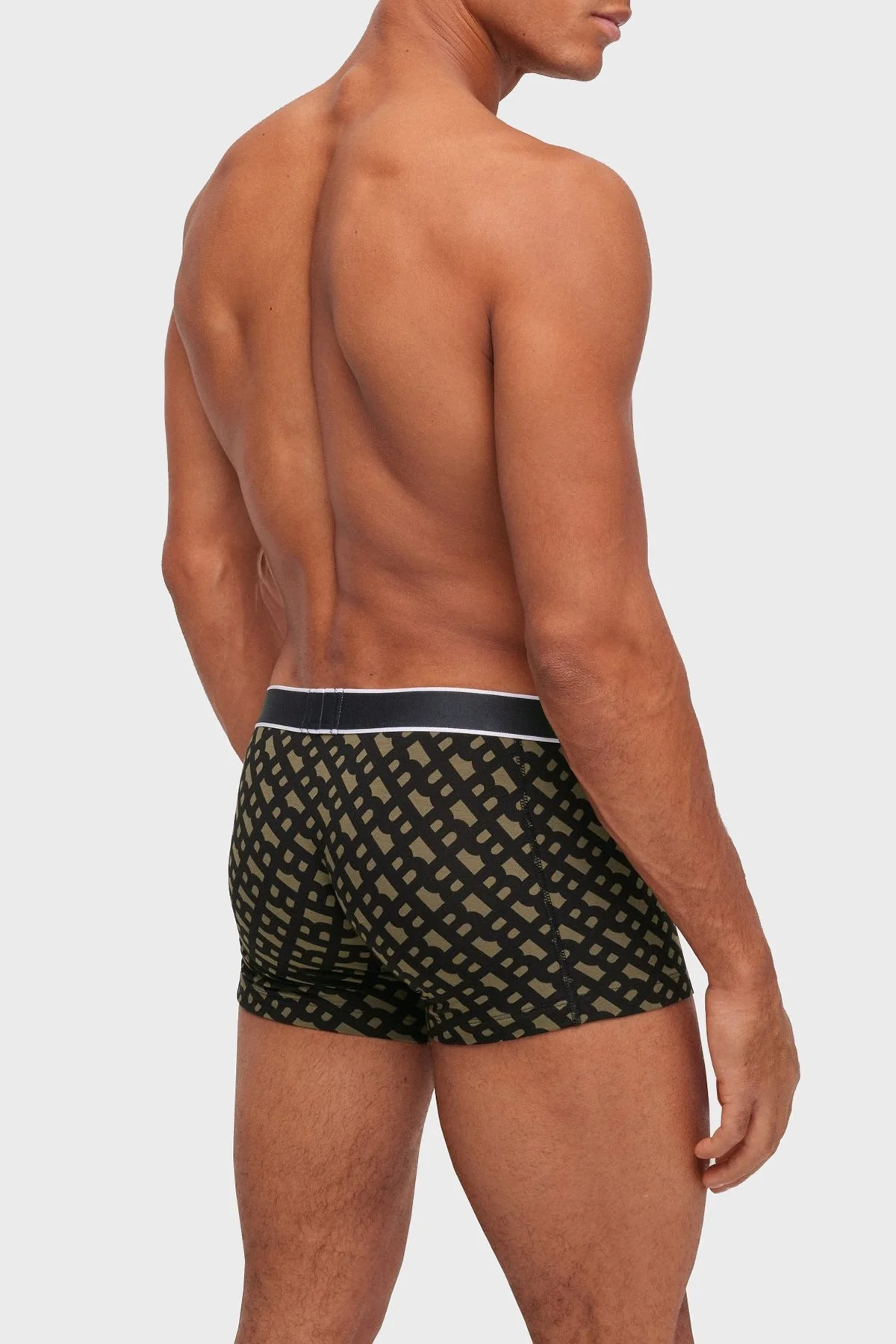 Boss Desenli Streç Pamuklu Konforlu Erkek Boxer 50479053 304 SİYAH-HAKİ - 3