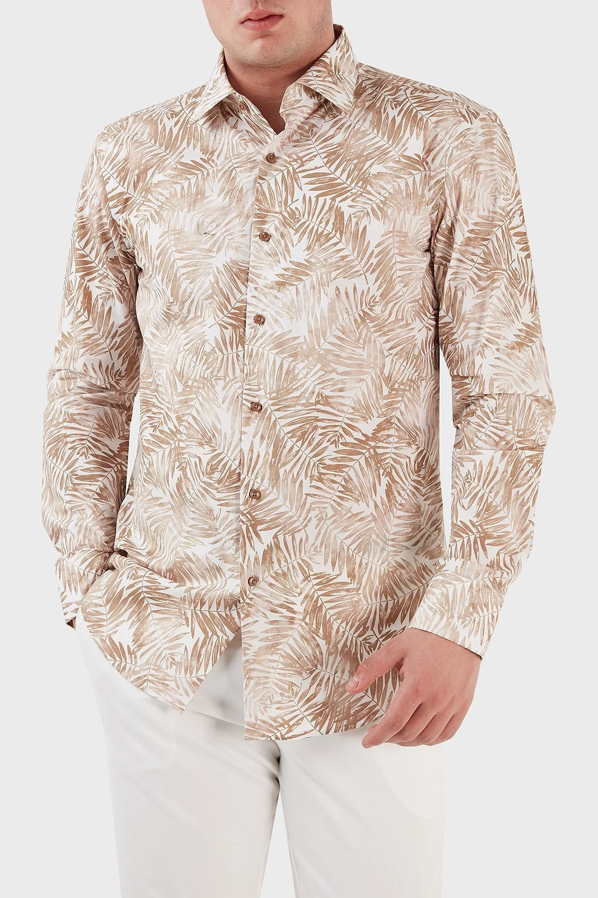 Boss Desenli Streç Pamuklu Slim Fit Erkek Gömlek 50490034 260 BEJ - 3