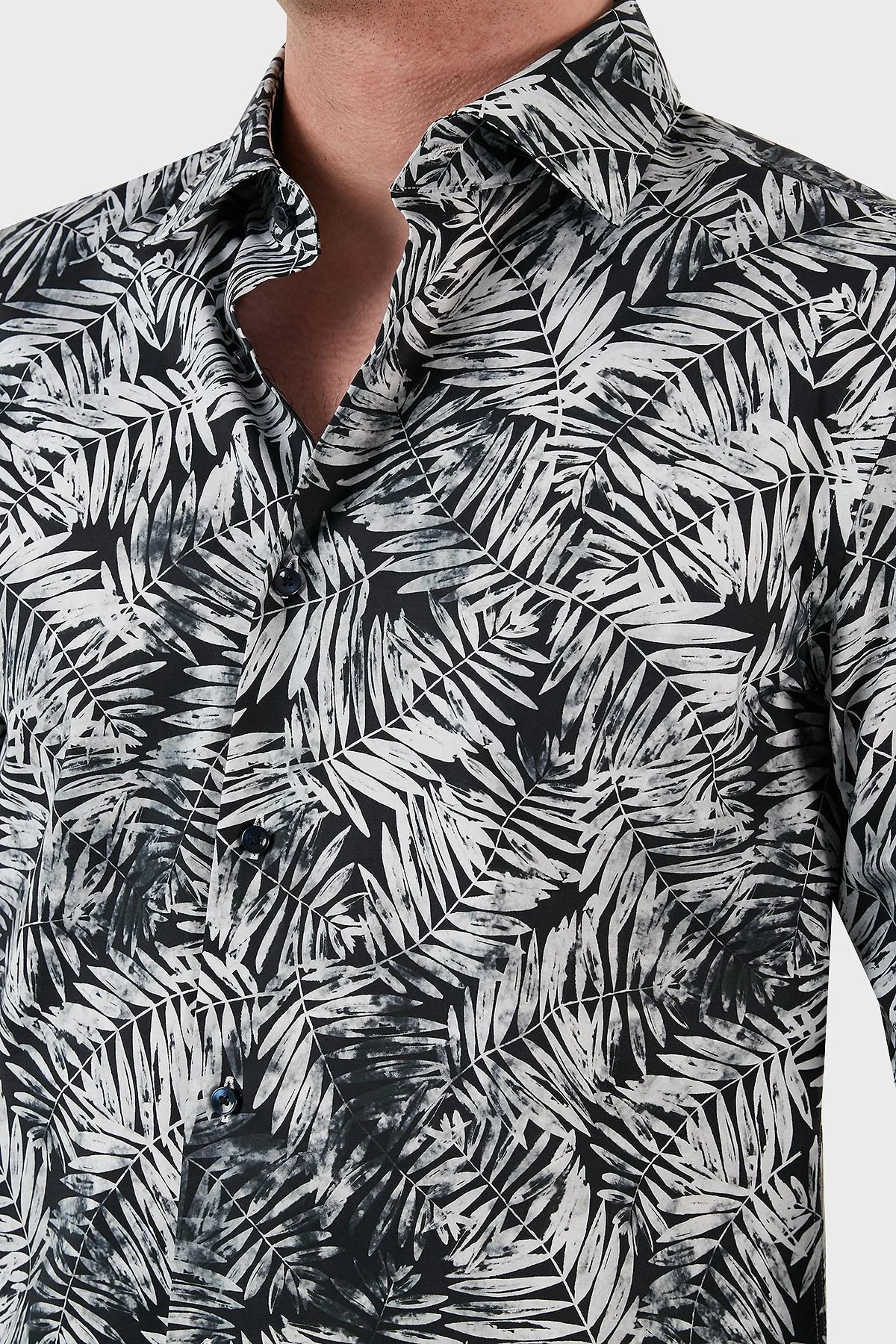 Boss Desenli Streç Pamuklu Slim Fit Erkek Gömlek 50490034 404 LACİVERT - 3