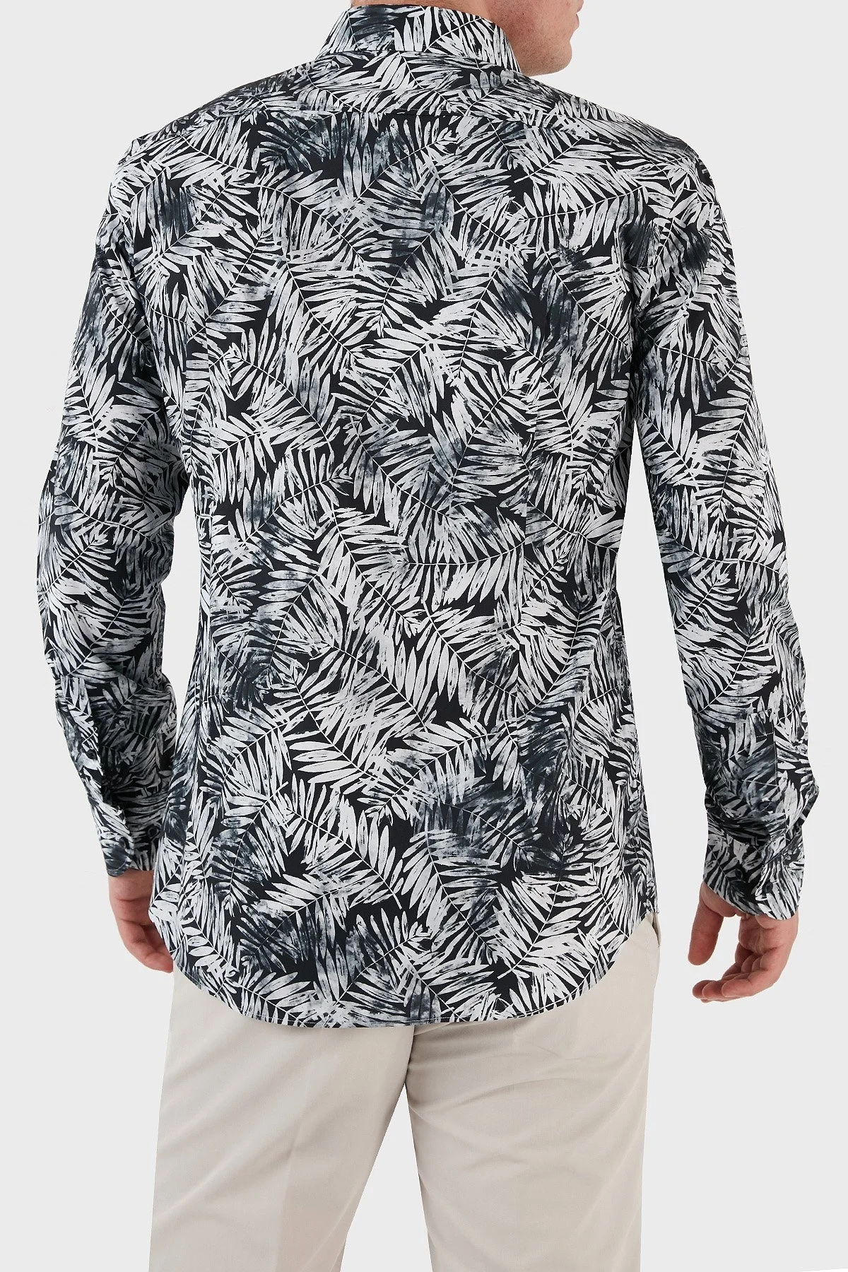 Boss Desenli Streç Pamuklu Slim Fit Erkek Gömlek 50490034 404 LACİVERT - 5