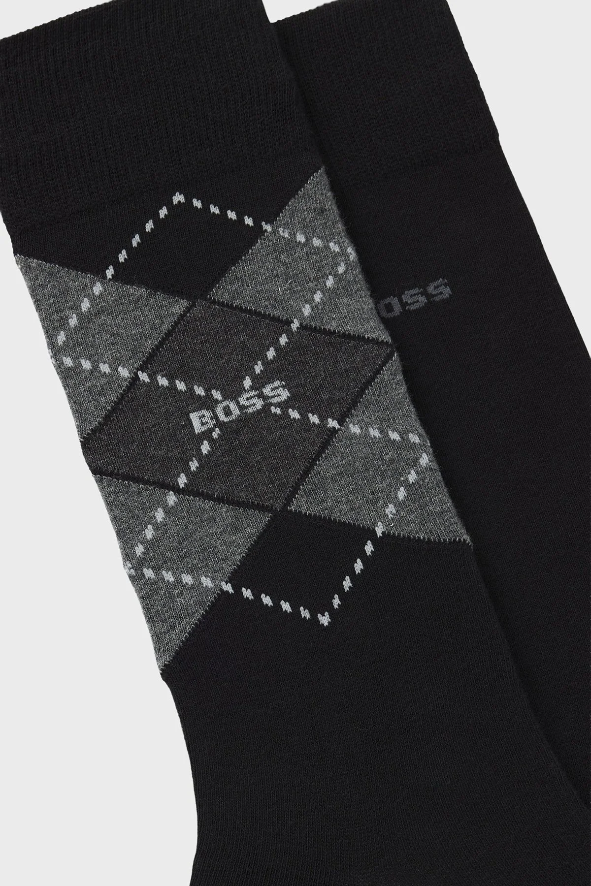 Boss Desenli Streç Pamuklu Uzun 2 Pack Erkek Çorap 50478352 001 SİYAH - 2