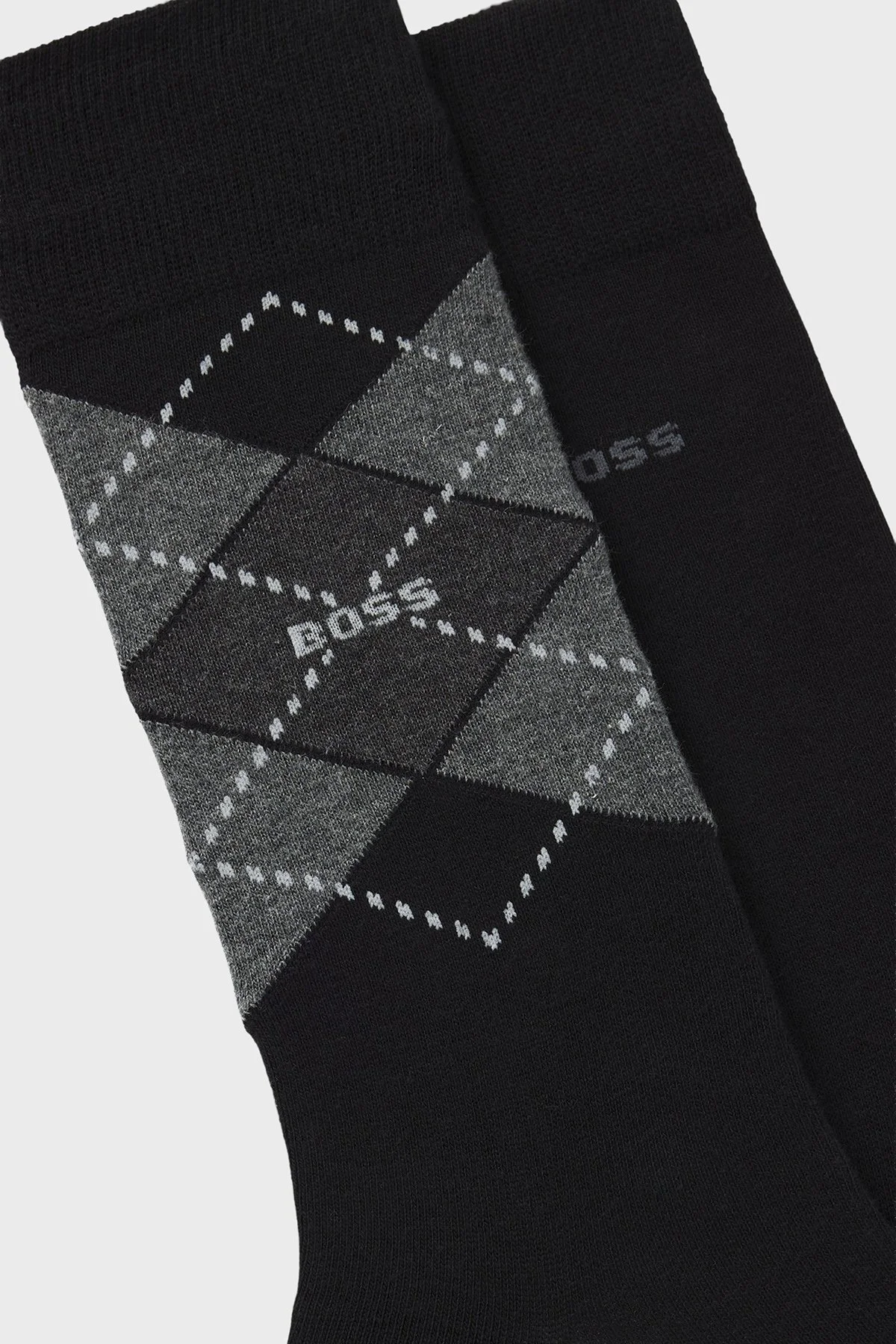 Boss Desenli Streç Pamuklu Uzun 2 Pack Erkek Çorap 50478352 001 SİYAH - 2
