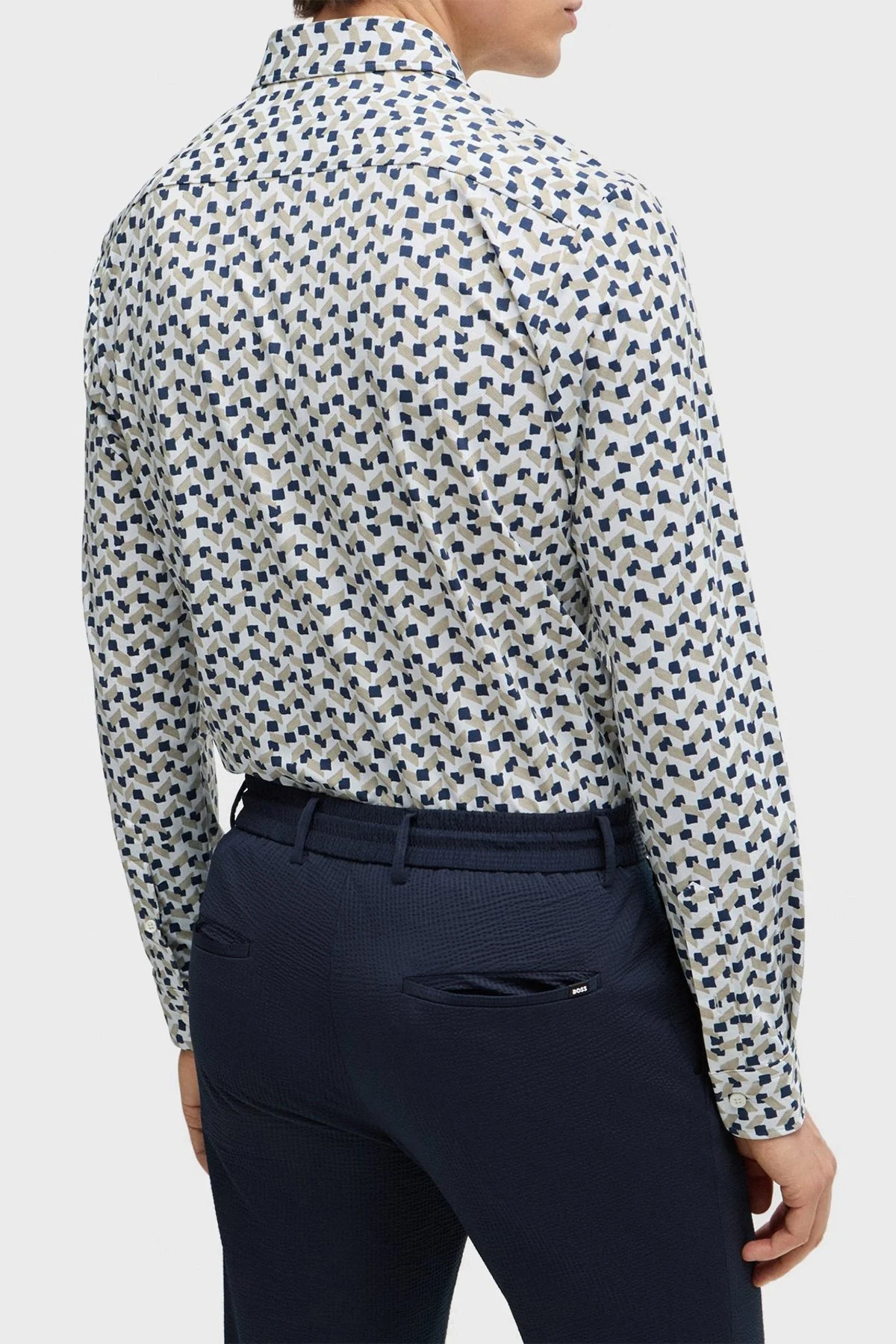 Boss Desenli Streç Slim Fit Erkek Gömlek 50513613 255 BEJ - 3