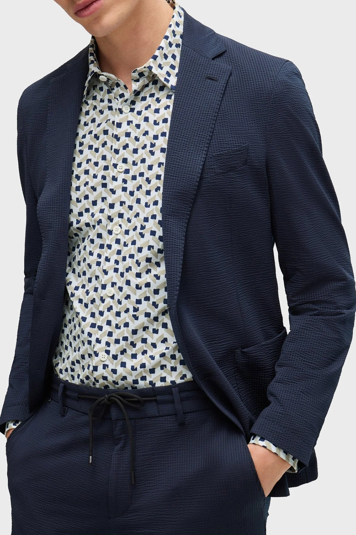 Boss Desenli Streç Slim Fit Erkek Gömlek 50513613 255 BEJ - 4