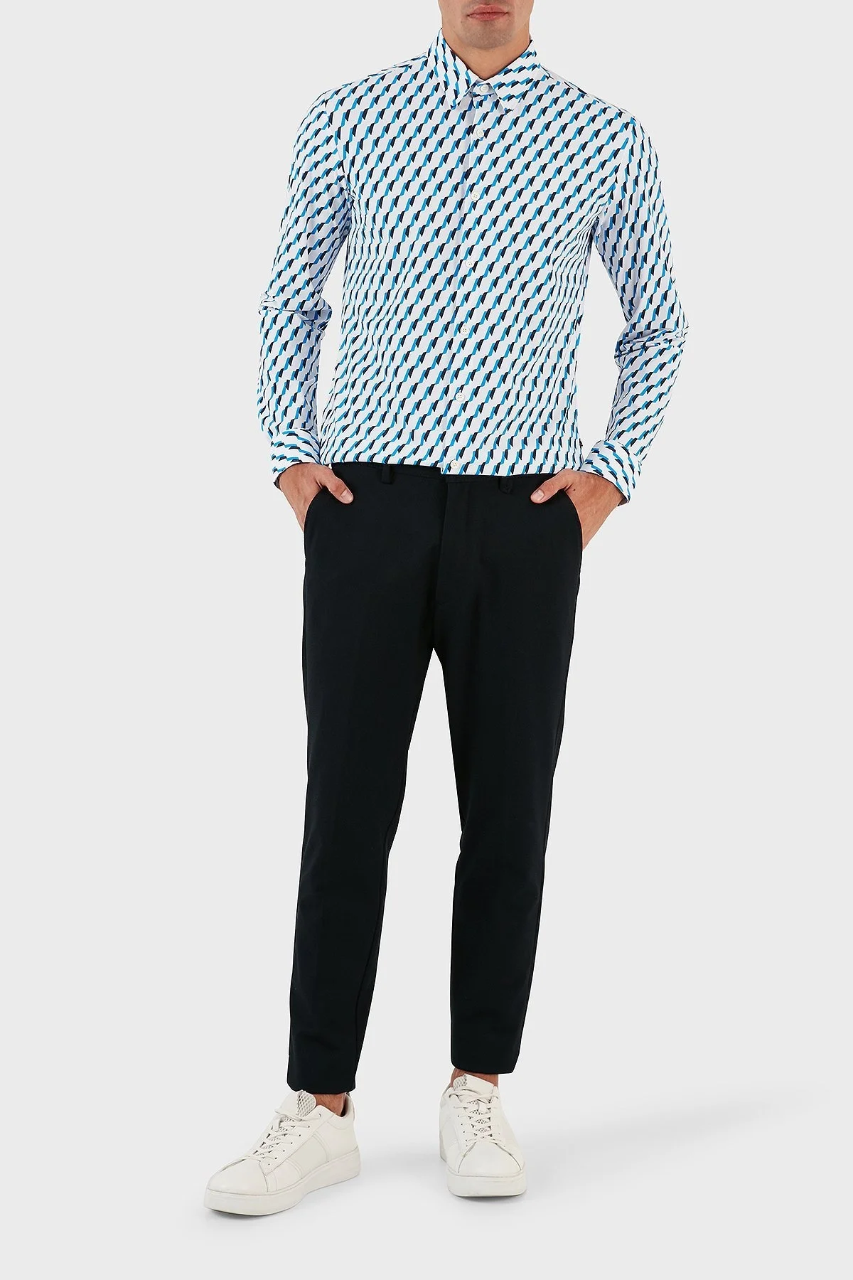 Boss Desenli Uzun Kollu Regular Fit Erkek Gömlek 50497105 432 AÇIK MAVİ - 4