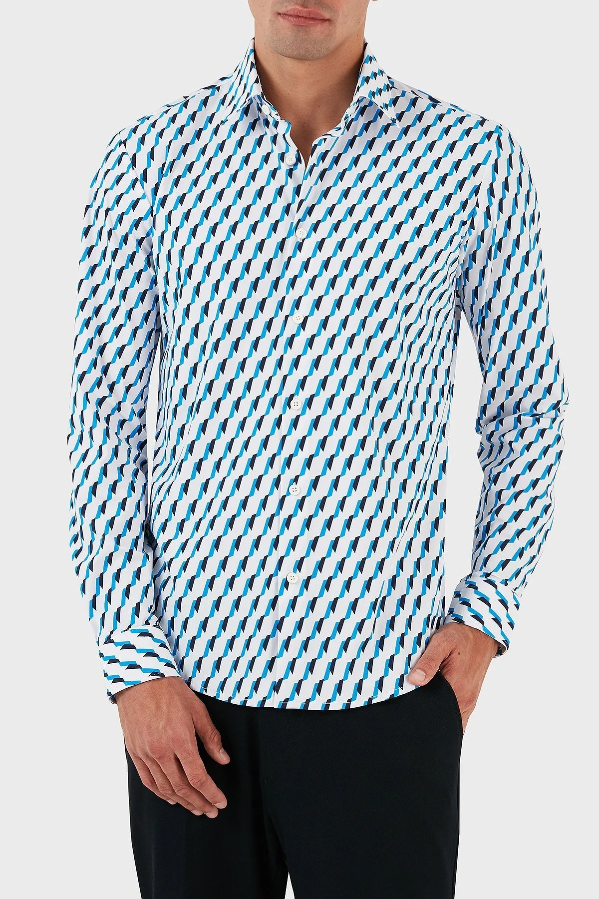 Boss Desenli Uzun Kollu Regular Fit Erkek Gömlek 50497105 432 AÇIK MAVİ - 5