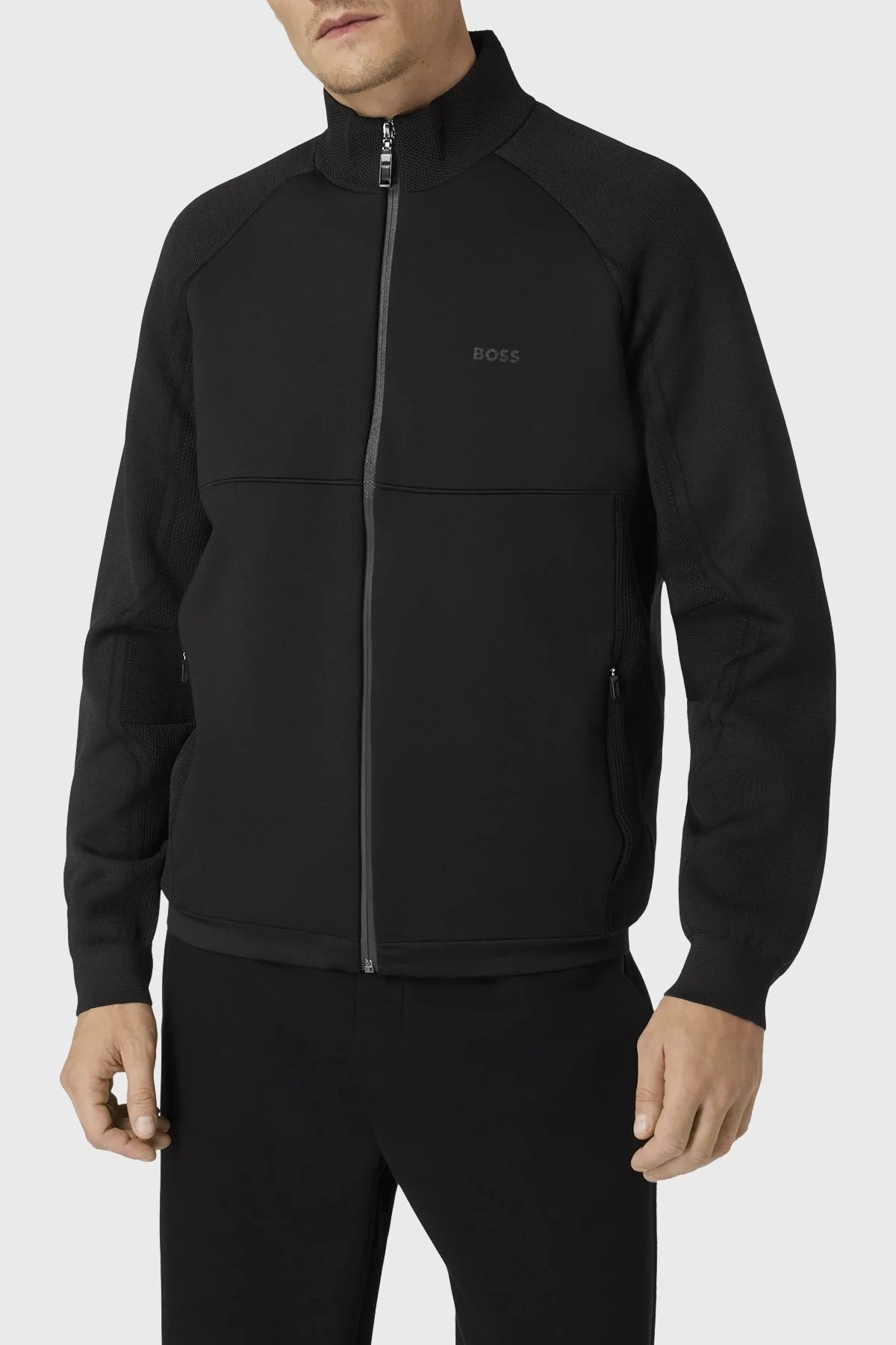 Boss Dik Yaka Fermuarlı Cepli Regular Fit Erkek Triko 50504950 001 SİYAH - 1