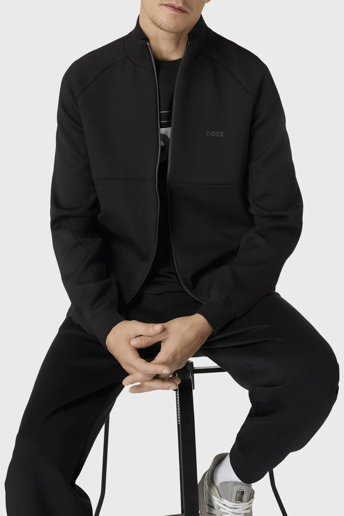 Boss Dik Yaka Fermuarlı Cepli Regular Fit Erkek Triko 50504950 001 SİYAH - 3