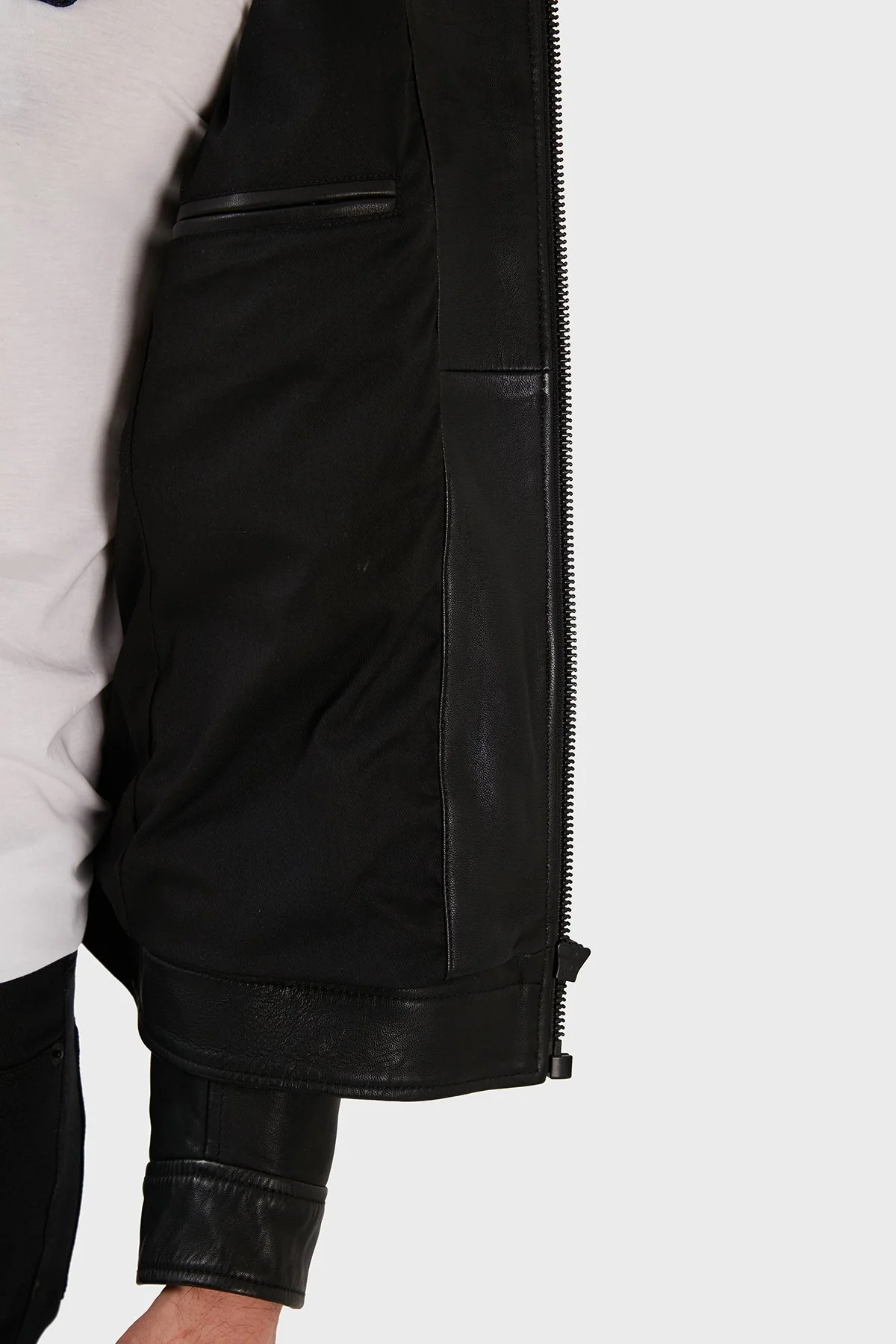 Boss Dik Yaka Fermuarlı Cepli Regular Fit Hakiki Deri Erkek Ceket 50482227 001 SİYAH - 5