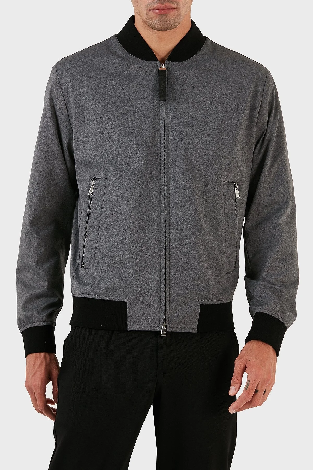 Boss Dik Yaka Fermuarlı Regular Fit Mevsimlik Erkek Ceket 50489458 041 GRİ - 1