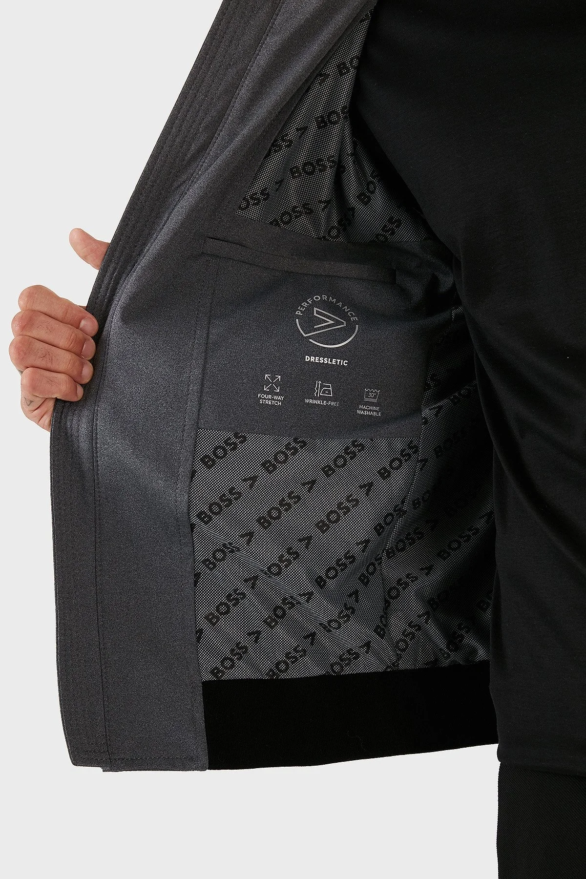 Boss Dik Yaka Fermuarlı Regular Fit Mevsimlik Erkek Ceket 50489458 041 GRİ - 4