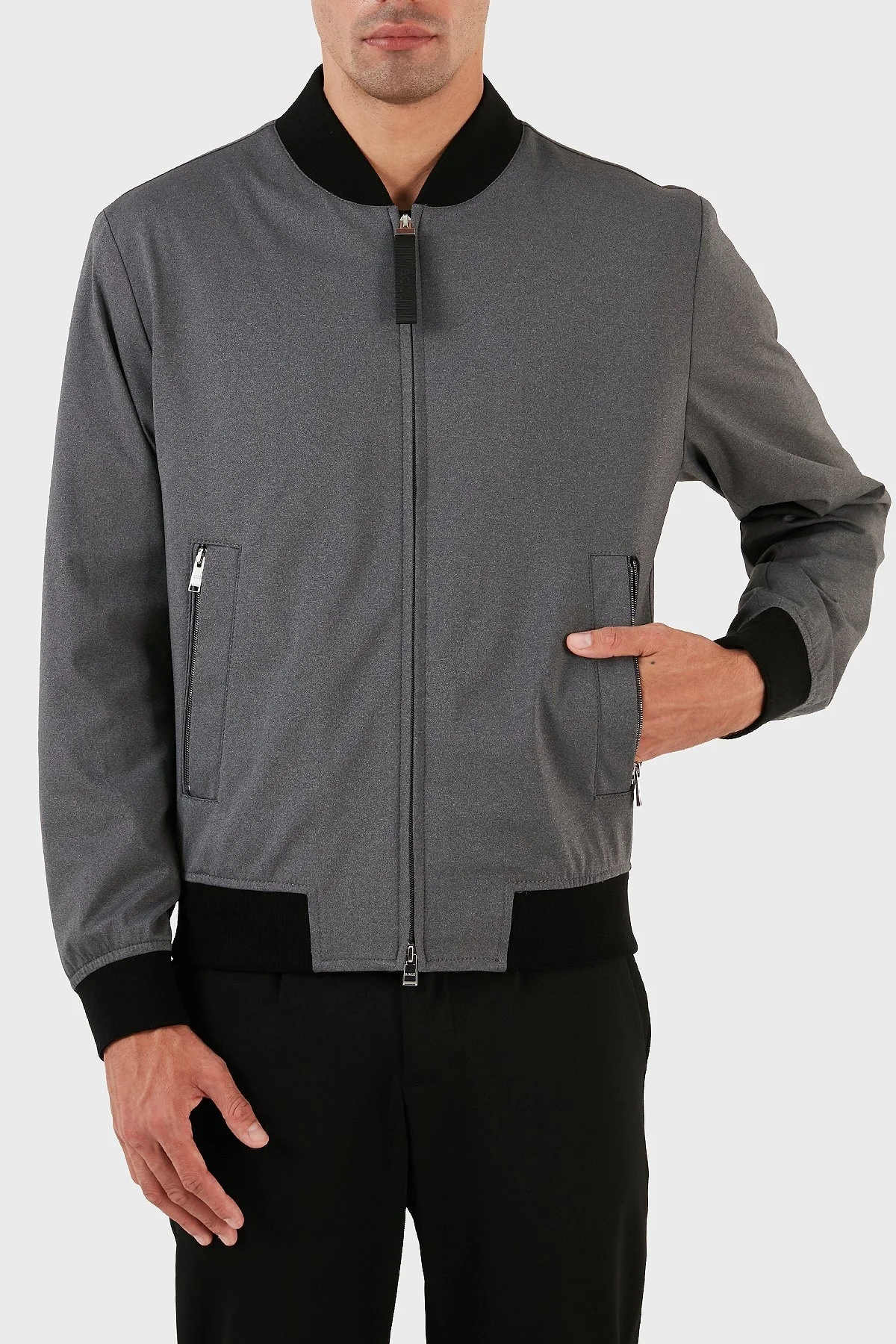 Boss Dik Yaka Fermuarlı Regular Fit Mevsimlik Erkek Ceket 50489458 041 GRİ - 6