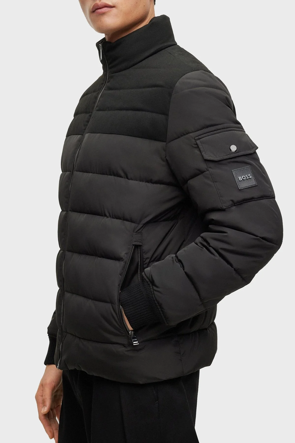 Boss Dik Yaka Fermuarlı Su İtici Regular Fit Erkek Mont 50499796 001 SİYAH - 5