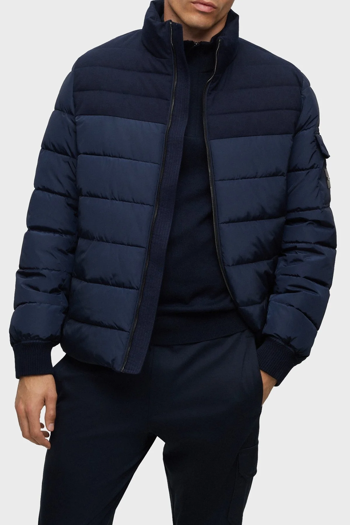 Boss Dik Yaka Fermuarlı Su İtici Regular Fit Erkek Mont 50499796 404 LACİVERT - 1