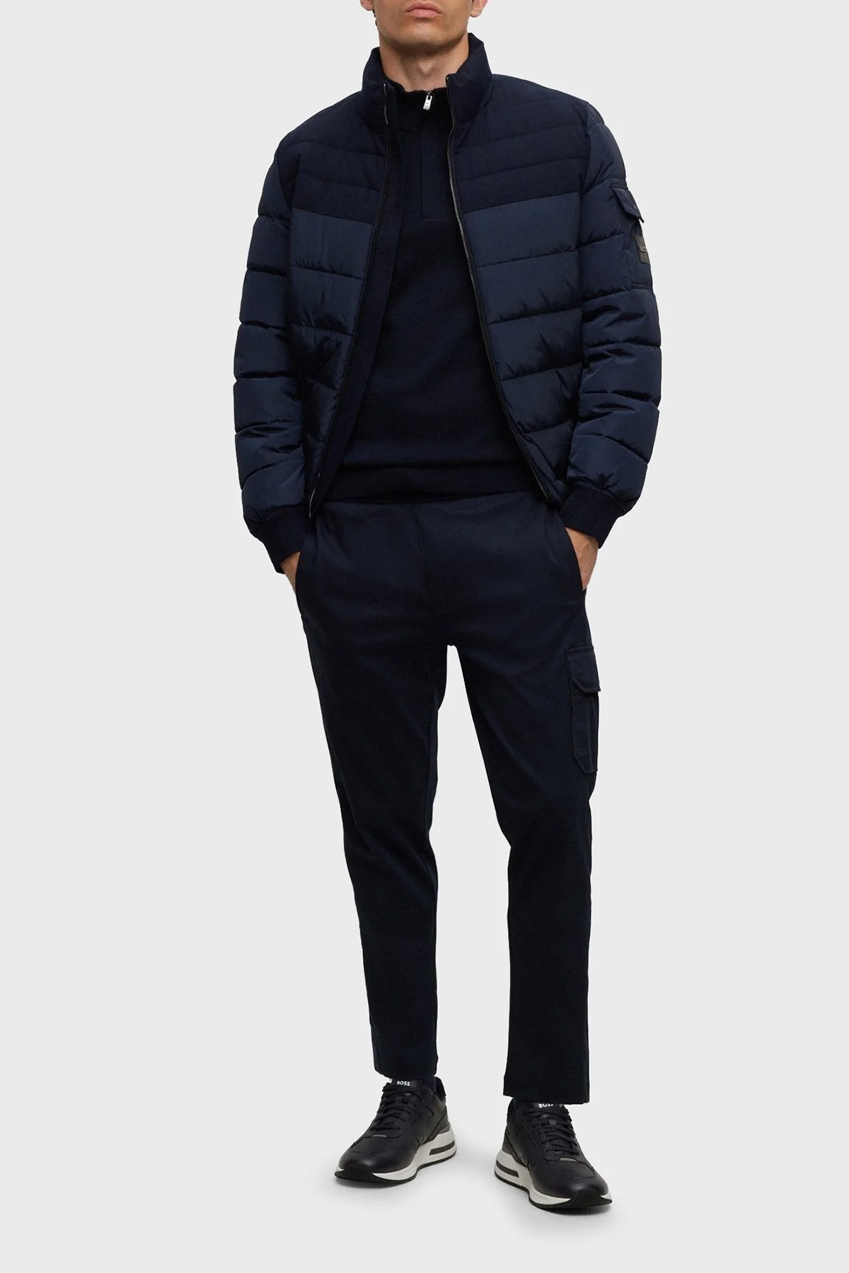 Boss Dik Yaka Fermuarlı Su İtici Regular Fit Erkek Mont 50499796 404 LACİVERT - 2