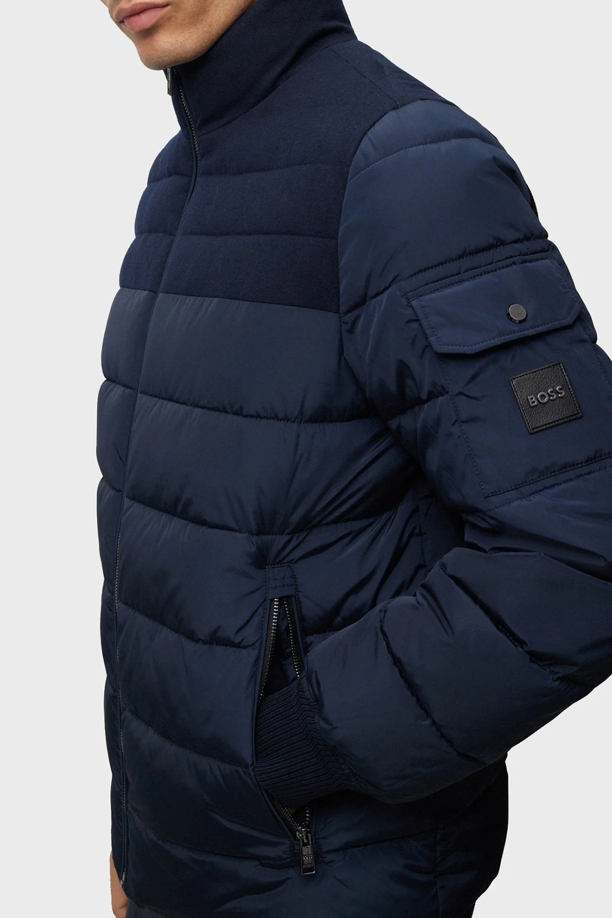 Boss Dik Yaka Fermuarlı Su İtici Regular Fit Erkek Mont 50499796 404 LACİVERT - 4