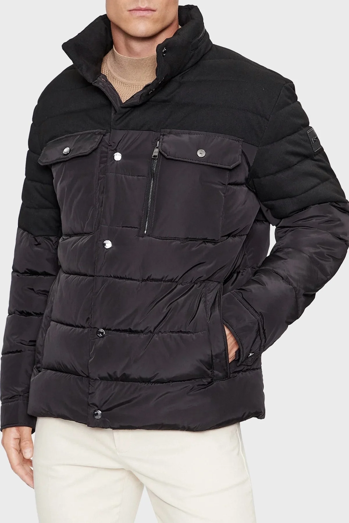 Boss Dik Yaka Su İtici Regular Fit Erkek Mont 50497841 001 SİYAH - 1