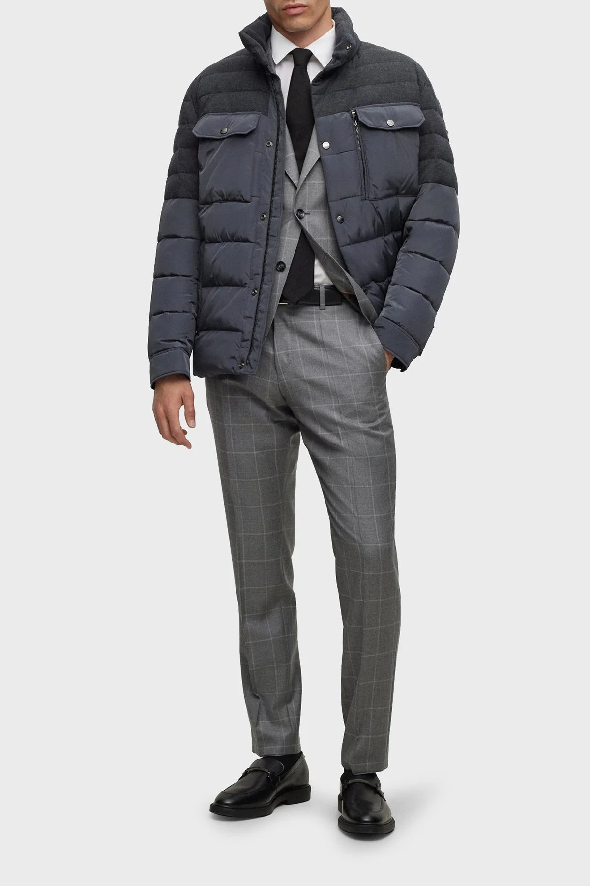 Boss Dik Yaka Su İtici Regular Fit Erkek Mont 50497841 061 ANTRASİT - 3