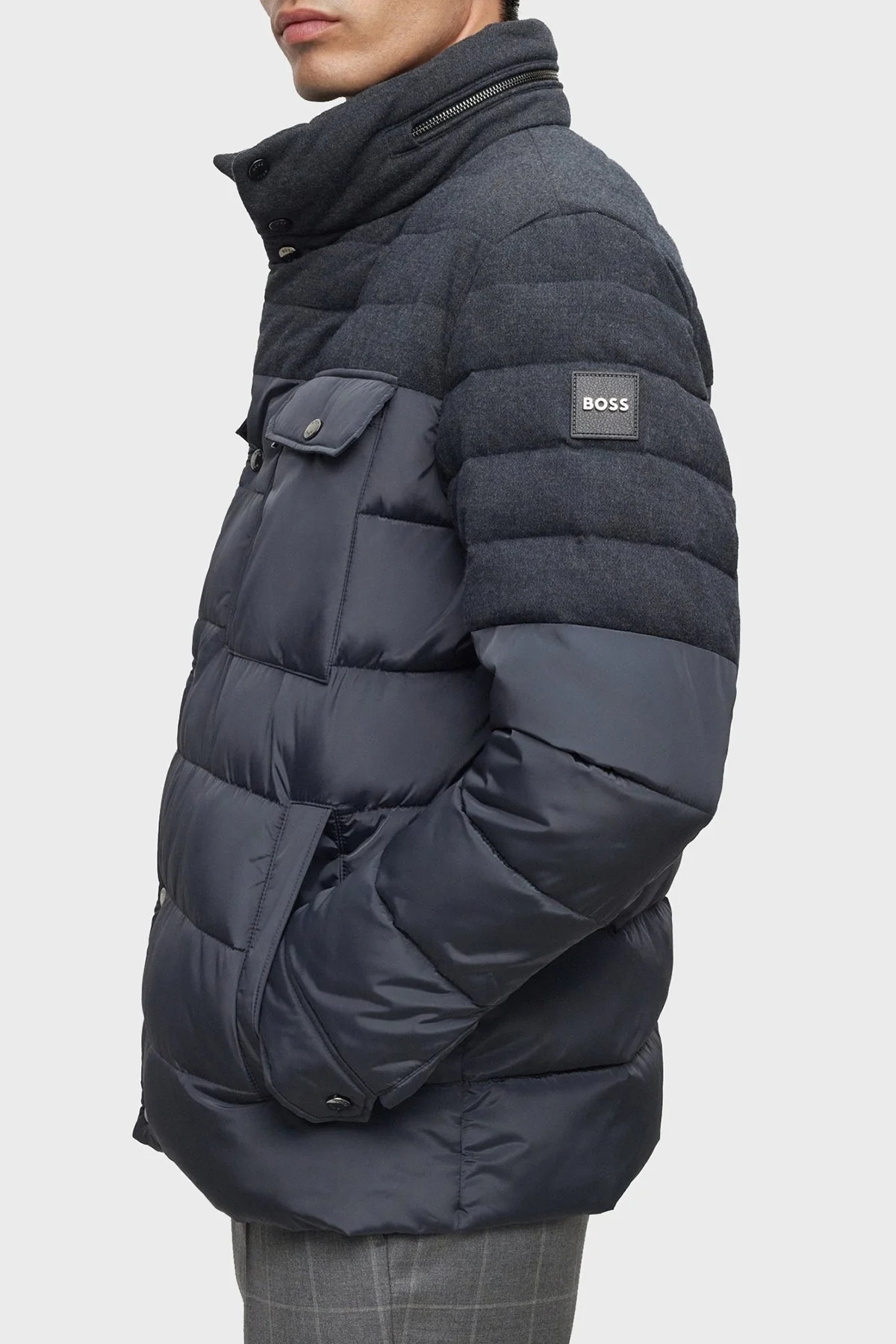 Boss Dik Yaka Su İtici Regular Fit Erkek Mont 50497841 061 ANTRASİT - 4