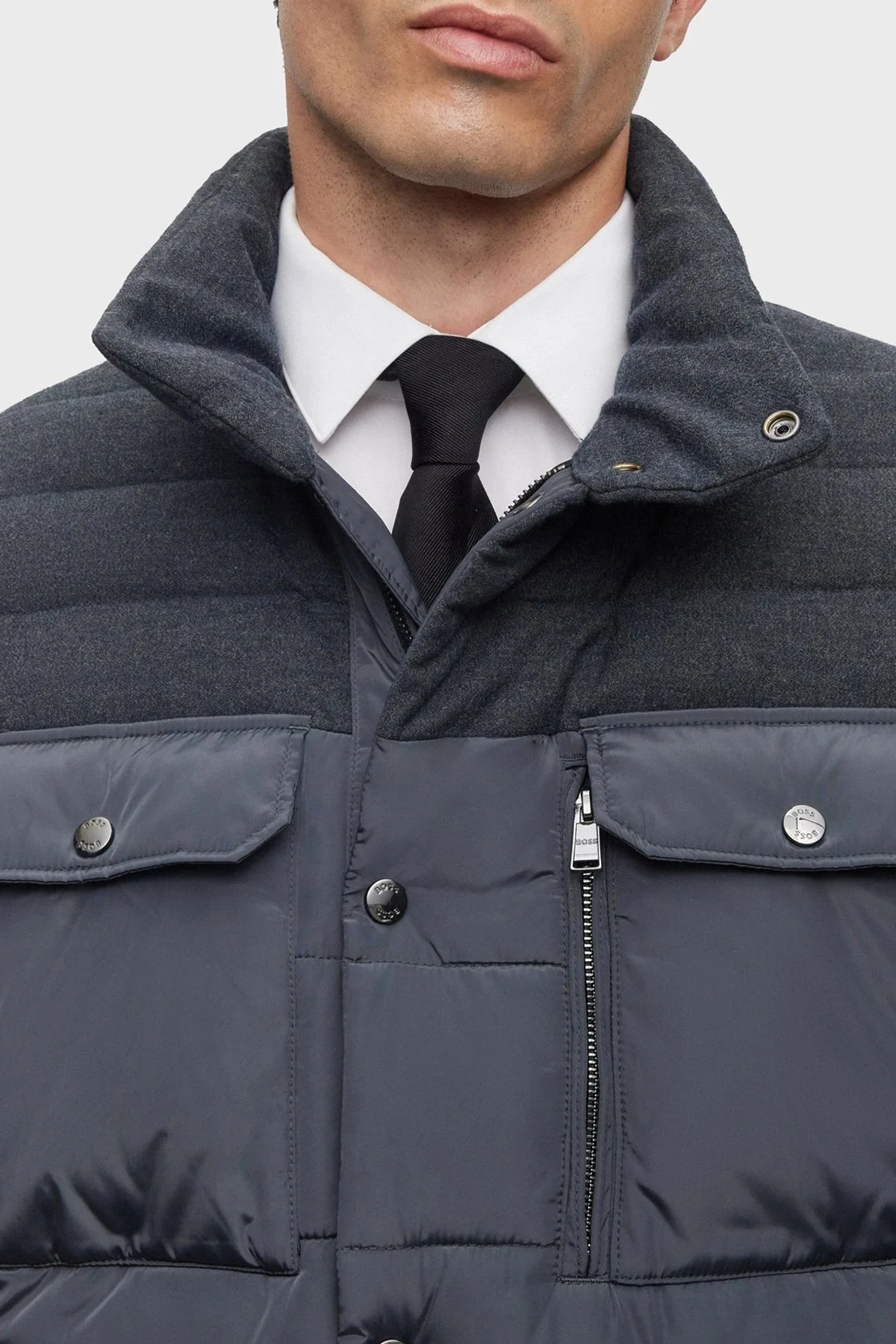 Boss Dik Yaka Su İtici Regular Fit Erkek Mont 50497841 061 ANTRASİT - 5