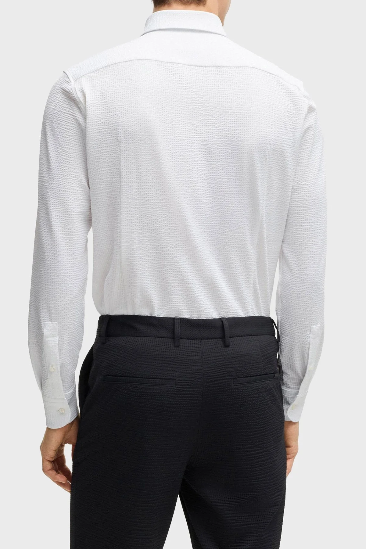 Boss Dokulu Slim Fit Uzun Kollu Erkek Gömlek 50539858 100 BEYAZ - 3