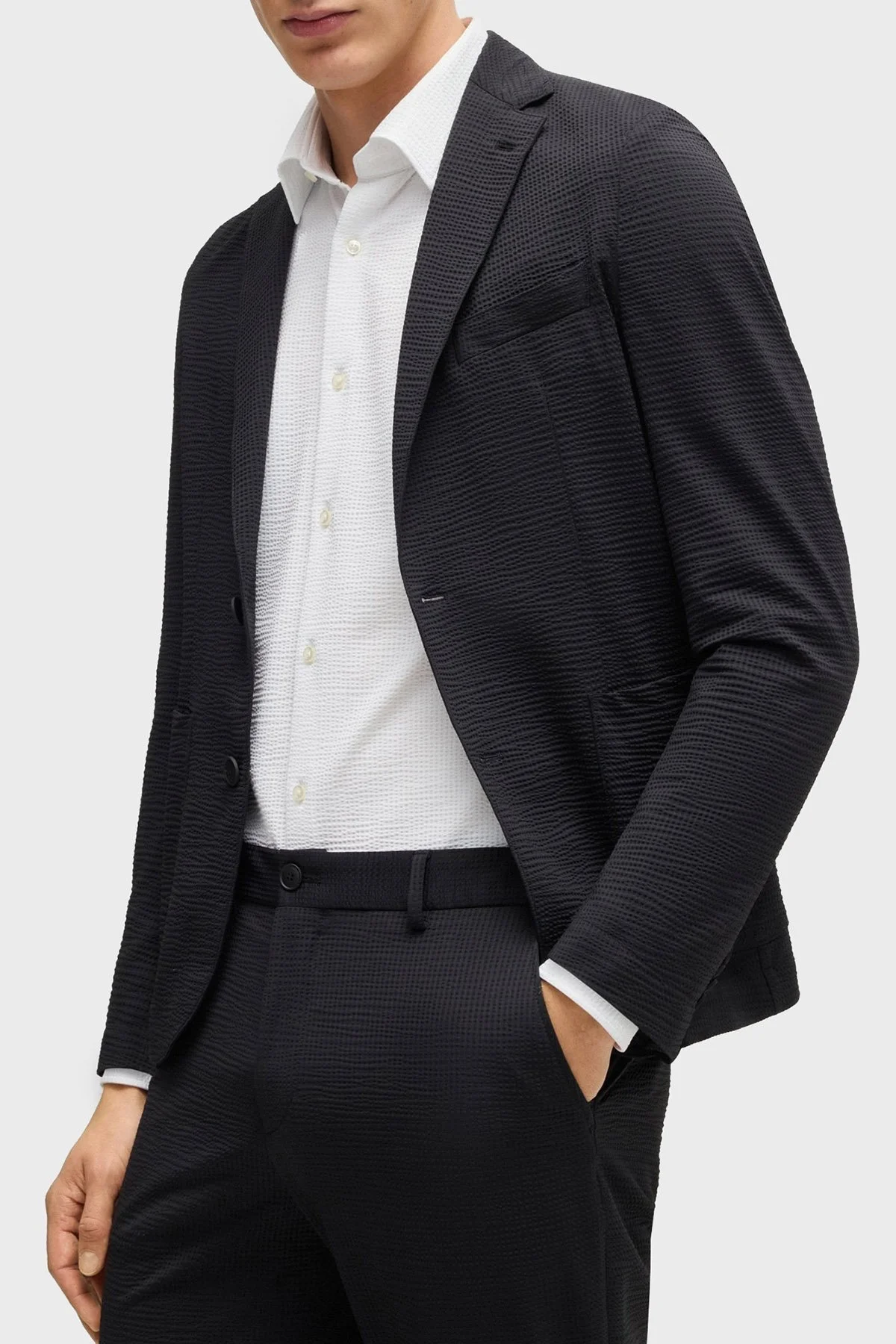 Boss Dokulu Slim Fit Uzun Kollu Erkek Gömlek 50539858 100 BEYAZ - 4