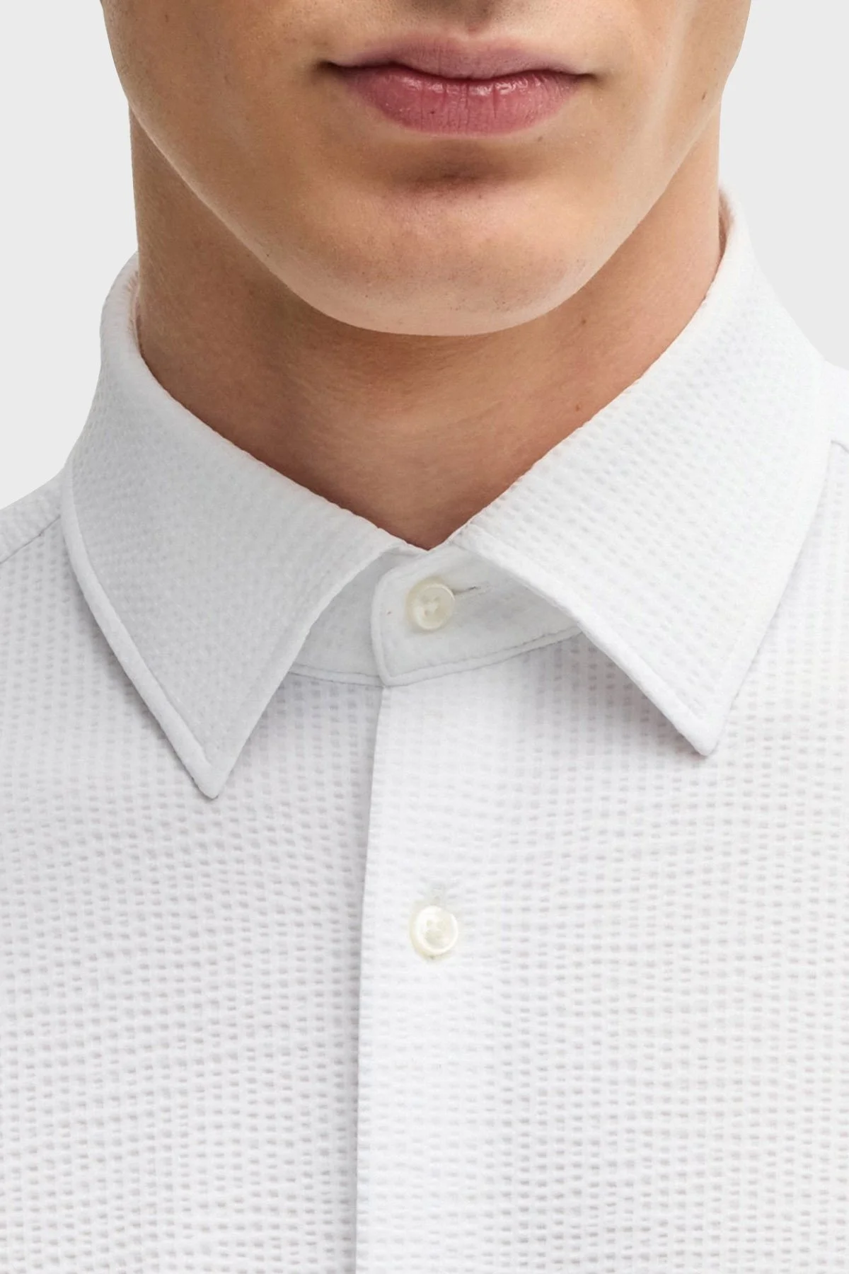 Boss Dokulu Slim Fit Uzun Kollu Erkek Gömlek 50539858 100 BEYAZ - 5