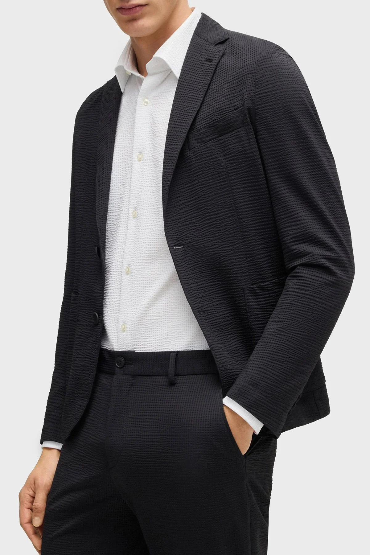 Boss Dokulu Slim Fit Uzun Kollu Erkek Gömlek 50539858 100 BEYAZ - 4