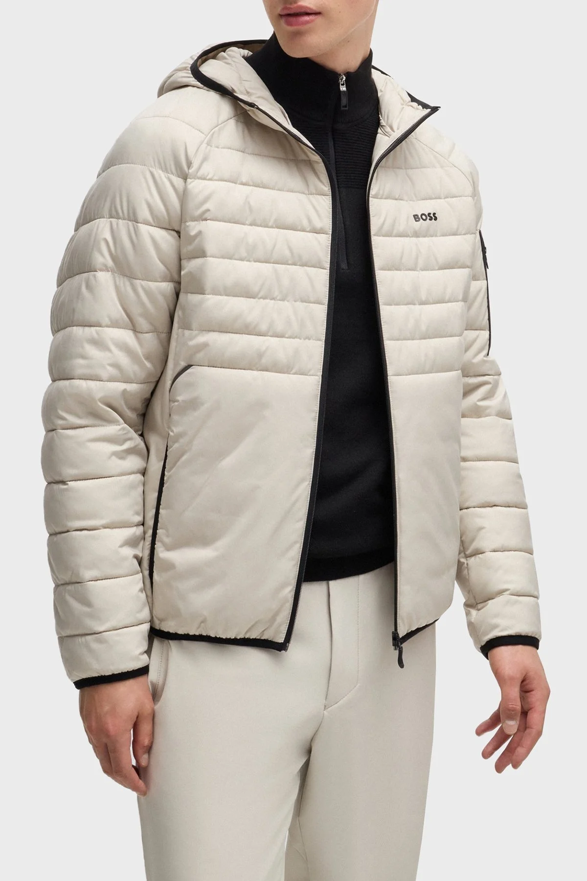 Boss Dolgulu Regular Fit Kapüşonlu Erkek Mont 50514761 271 AÇIK BEJ - 7