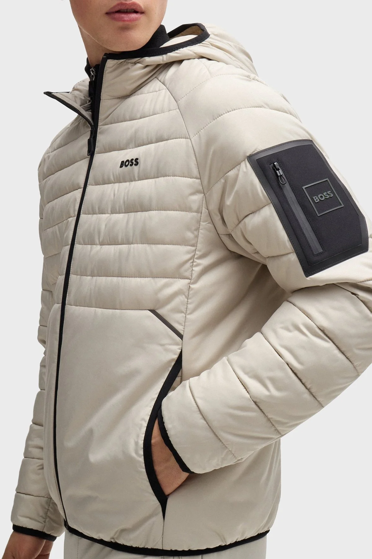 Boss Dolgulu Regular Fit Kapüşonlu Erkek Mont 50514761 271 AÇIK BEJ - 8