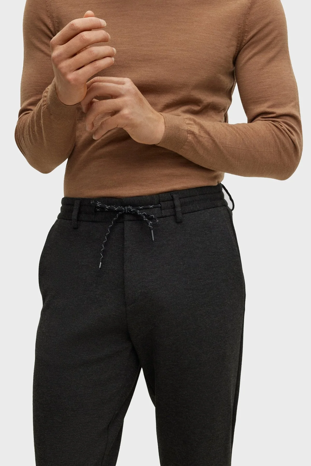 Boss Elastik Paçalı Belden Bağlamalı Regular Fit Streç Erkek Pantolon 50484696 021 ANTRASİT - 4