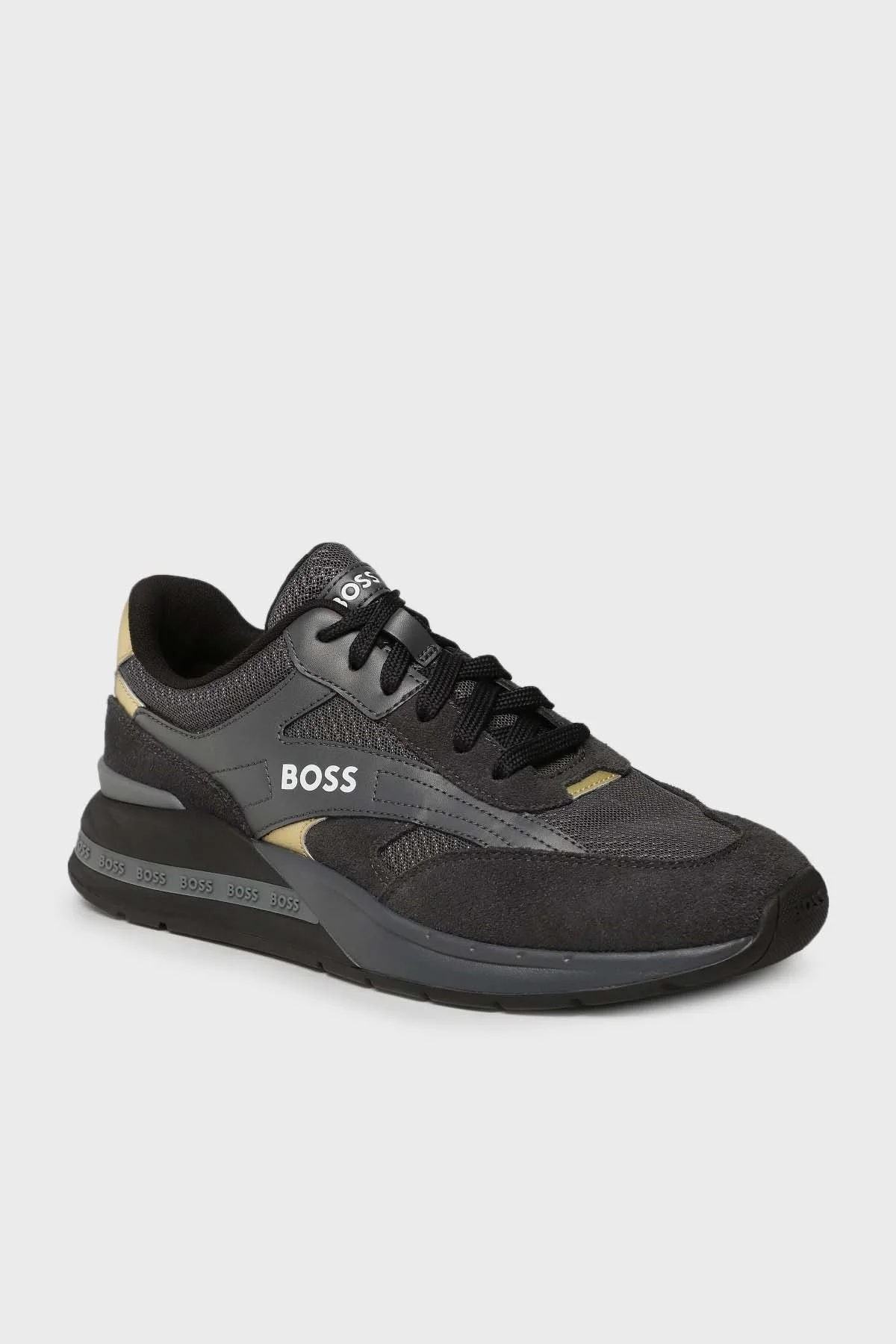 Boss Logolu Deri Bağcıklı Spor Erkek Ayakkabı 50499076 007 SİYAH - 5