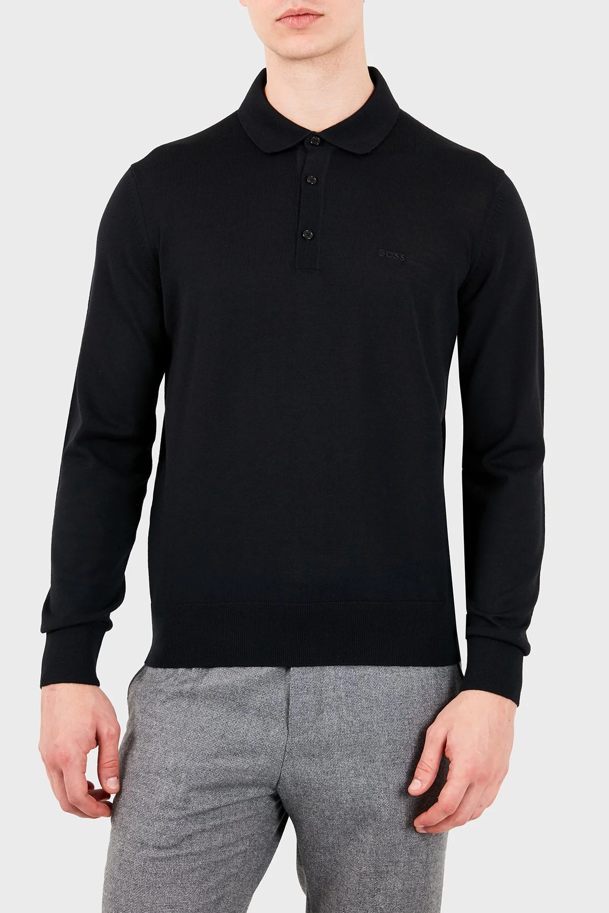 Boss Erkek Polo Yaka Kazak 50571927 001 Siyah - 1