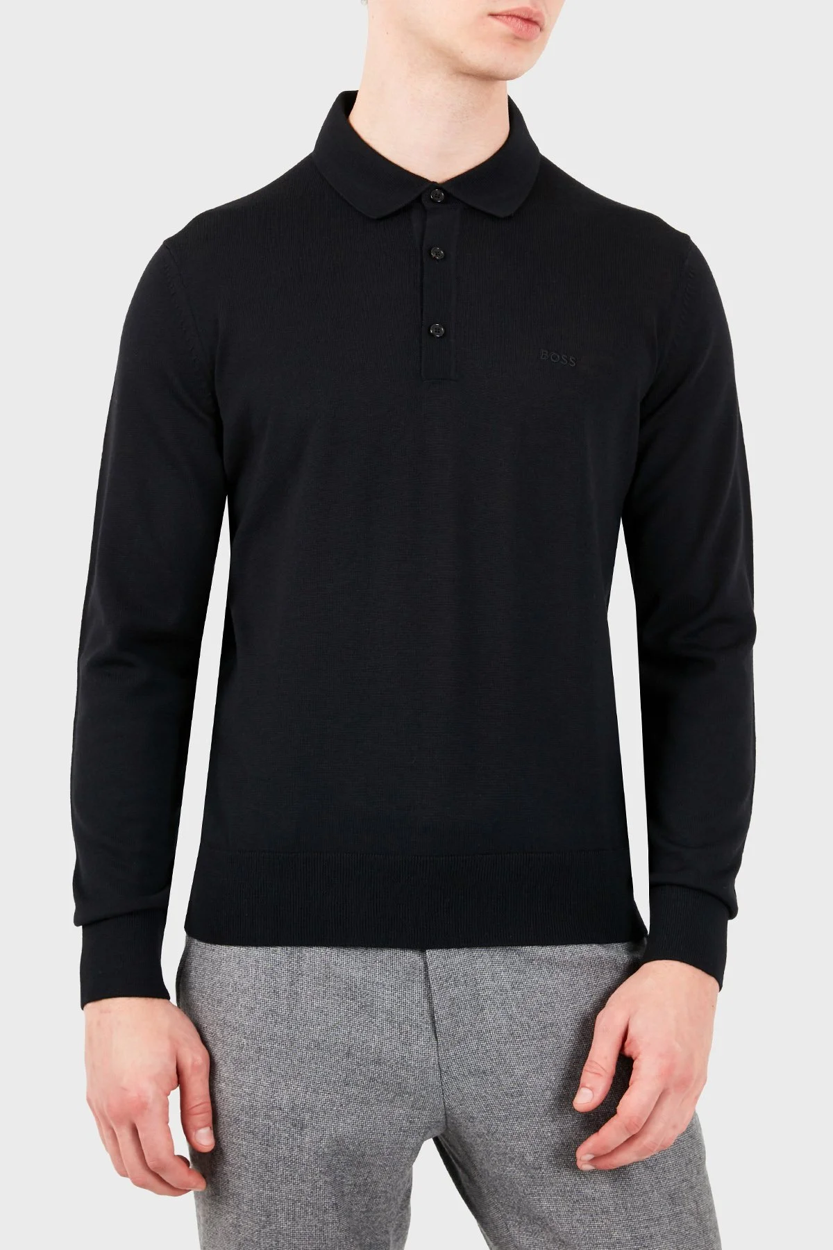 Boss Erkek Polo Yaka Kazak 50571927 001 Siyah - 4