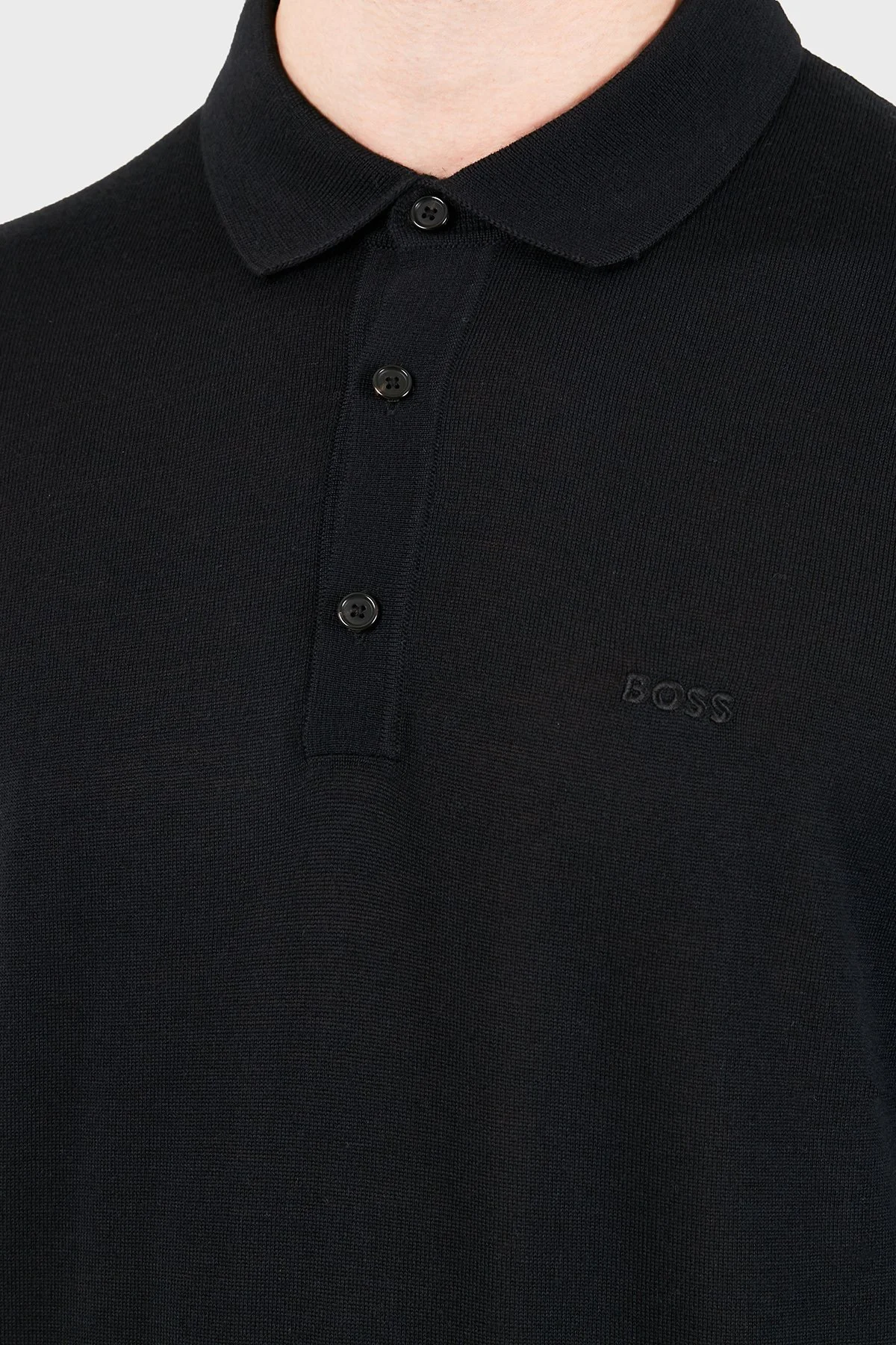 Boss Erkek Polo Yaka Kazak 50571927 001 Siyah - 6