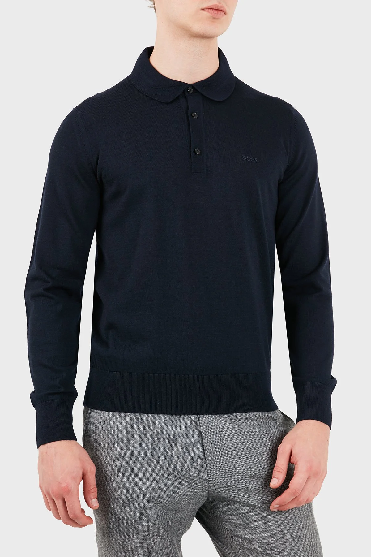Boss Erkek Polo Yaka Kazak 50571927 404 Lacivert - 5