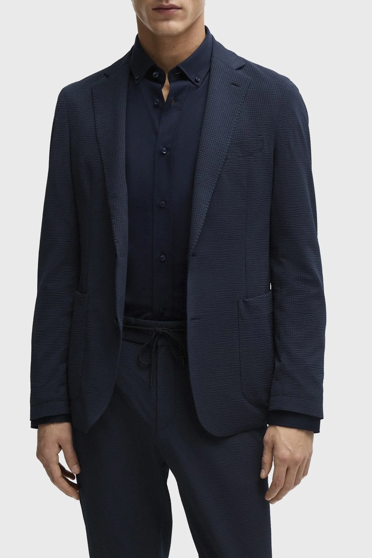 Boss Esnek Gofre Kumaştan Slim Fit Erkek Ceket 50514616 404 LACİVERT - 1