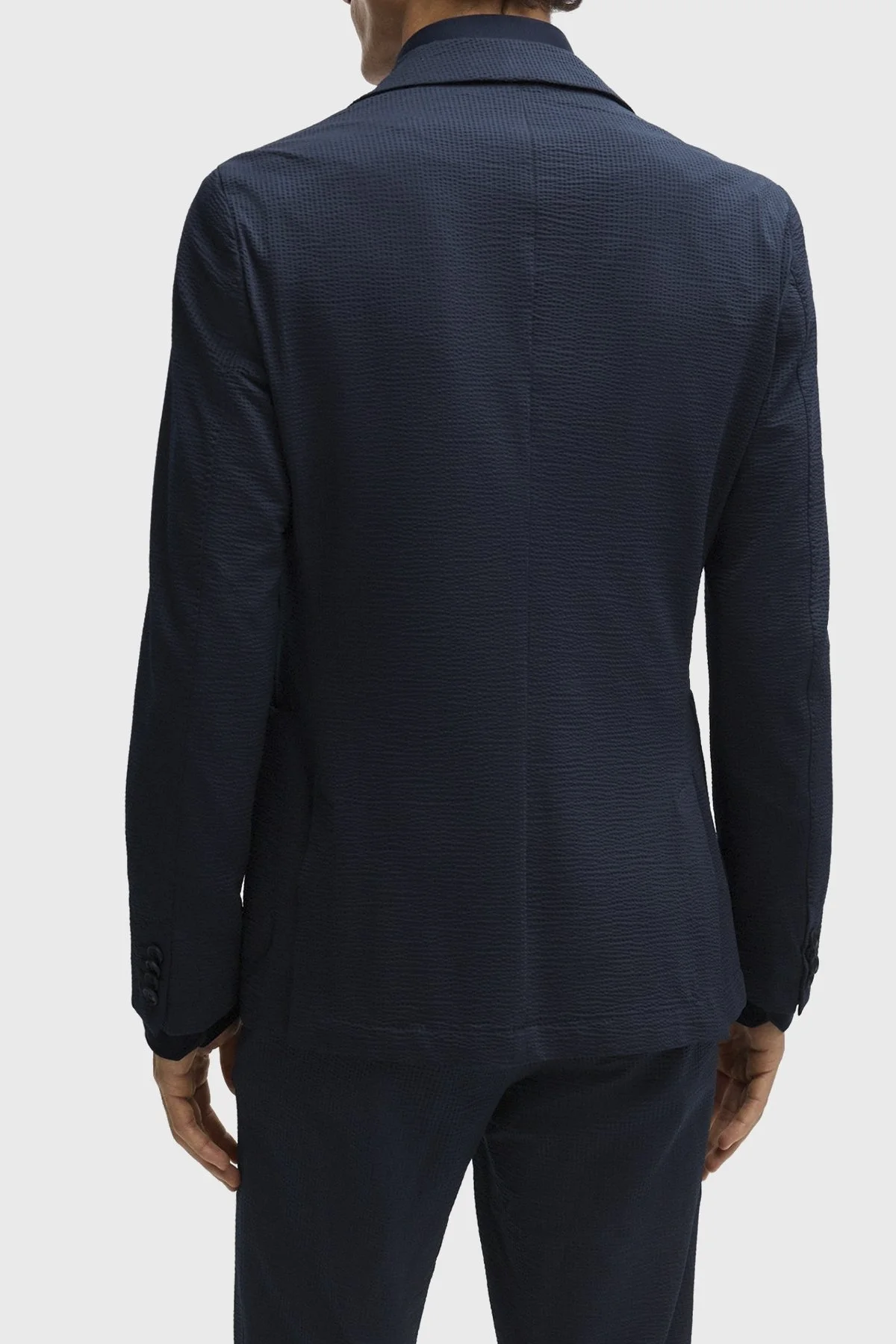 Boss Esnek Gofre Kumaştan Slim Fit Erkek Ceket 50514616 404 LACİVERT - 3