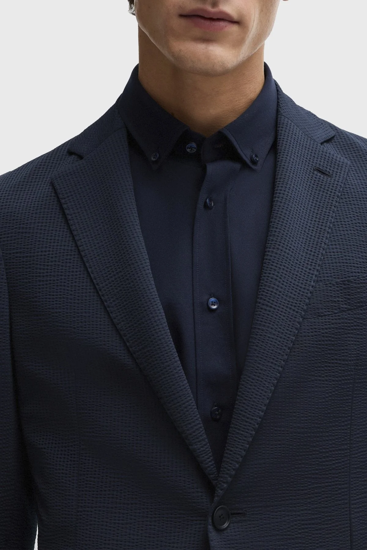 Boss Esnek Gofre Kumaştan Slim Fit Erkek Ceket 50514616 404 LACİVERT - 4