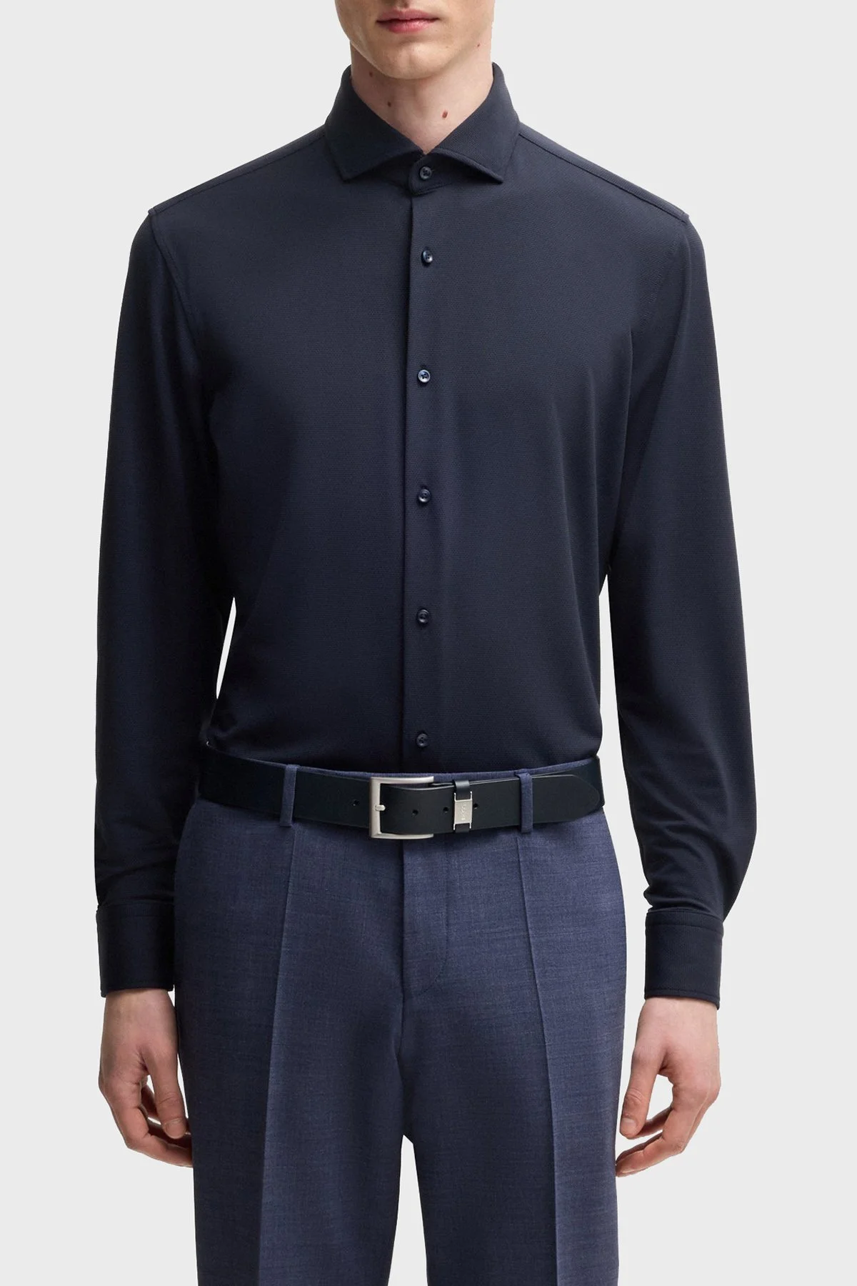 Boss Esnek Jarse Slim Fit Uzun Kol Erkek Gömlek 50533393 404 LACİVERT - 1
