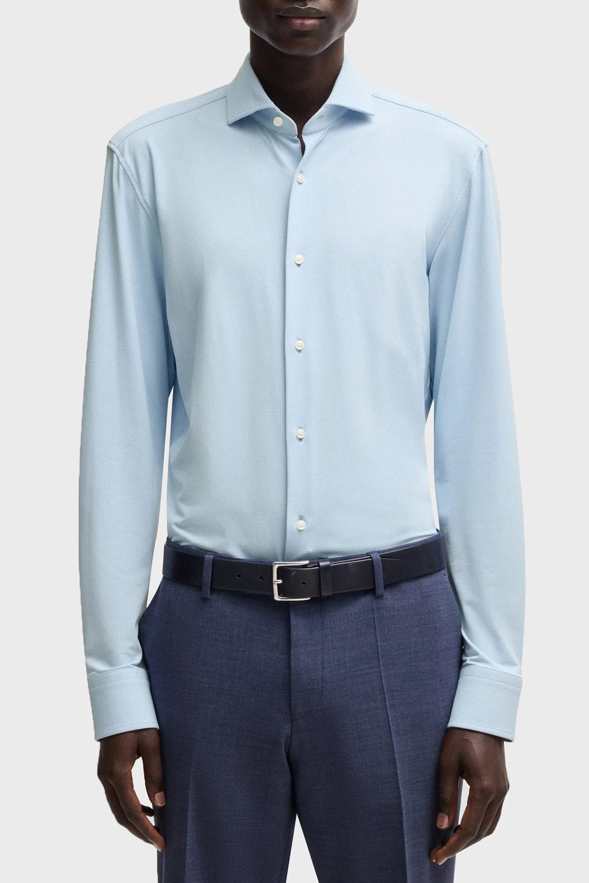 Boss Esnek Jarse Slim Fit Uzun Kol Erkek Gömlek 50533393 450 AÇIK MAVİ - 1