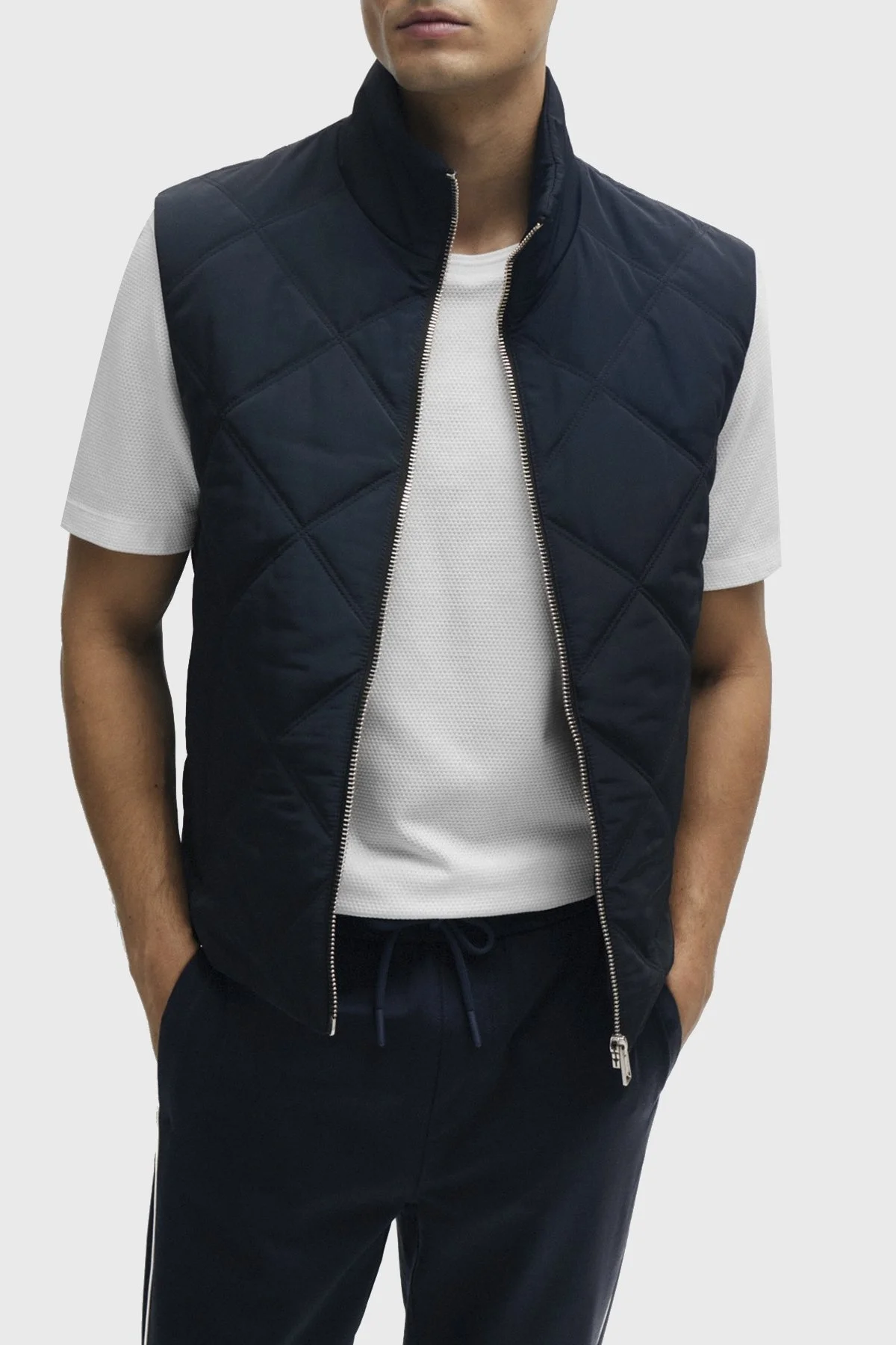 Boss Fermuarlı Dik Yaka Regular Fit Cepli Erkek Yelek 50506356 404 LACİVERT - 1