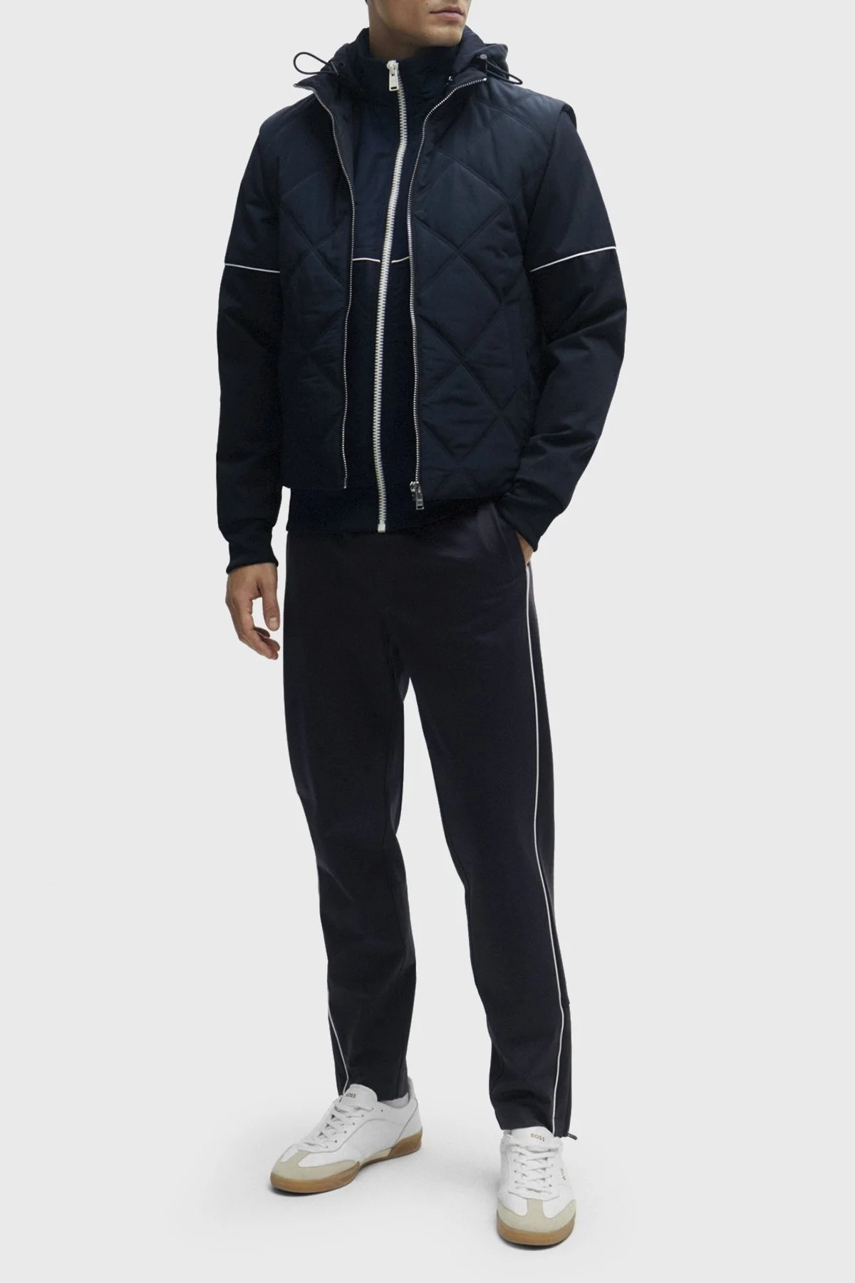 Boss Fermuarlı Dik Yaka Regular Fit Cepli Erkek Yelek 50506356 404 LACİVERT - 2