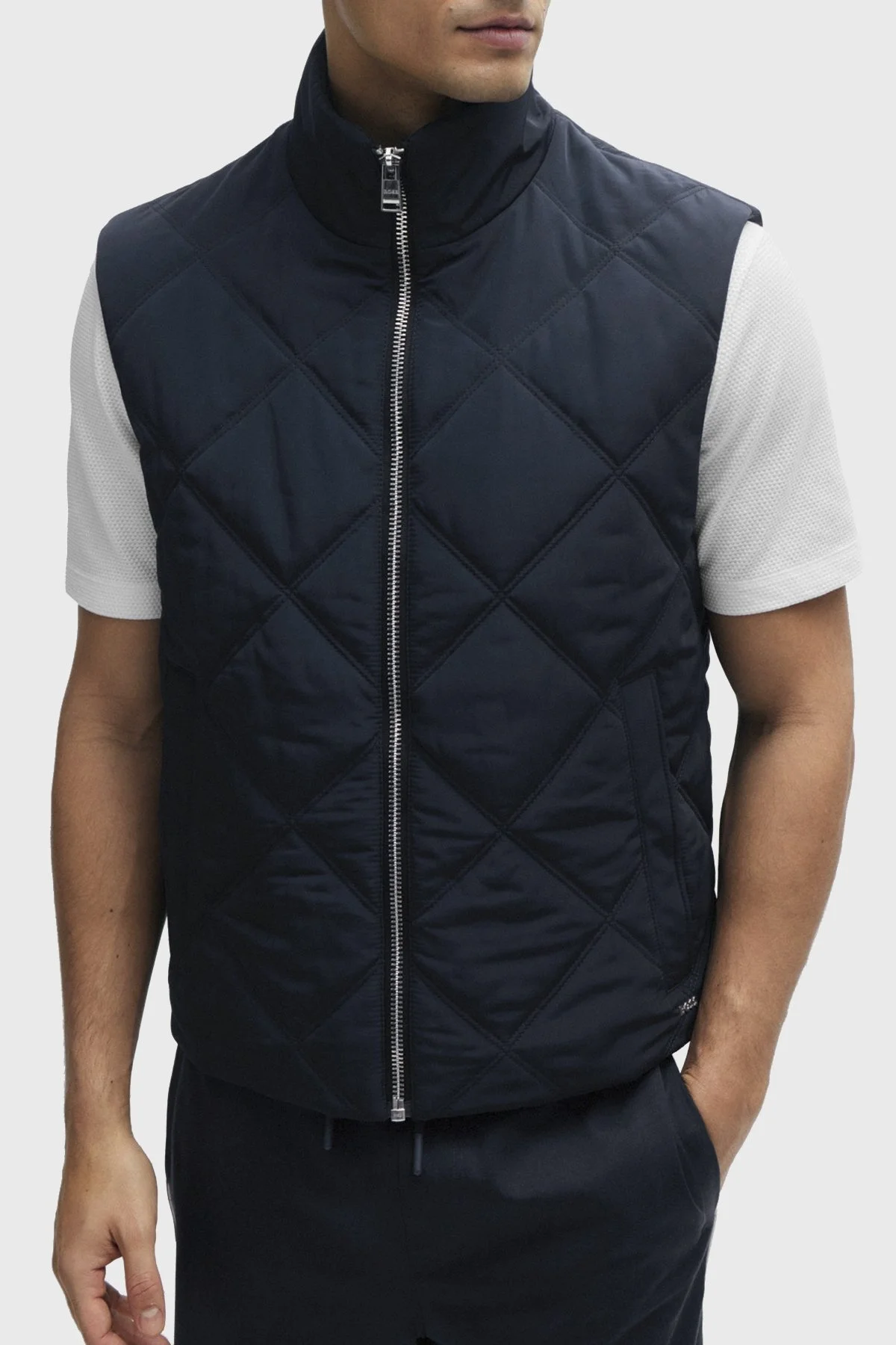 Boss Fermuarlı Dik Yaka Regular Fit Cepli Erkek Yelek 50506356 404 LACİVERT - 3
