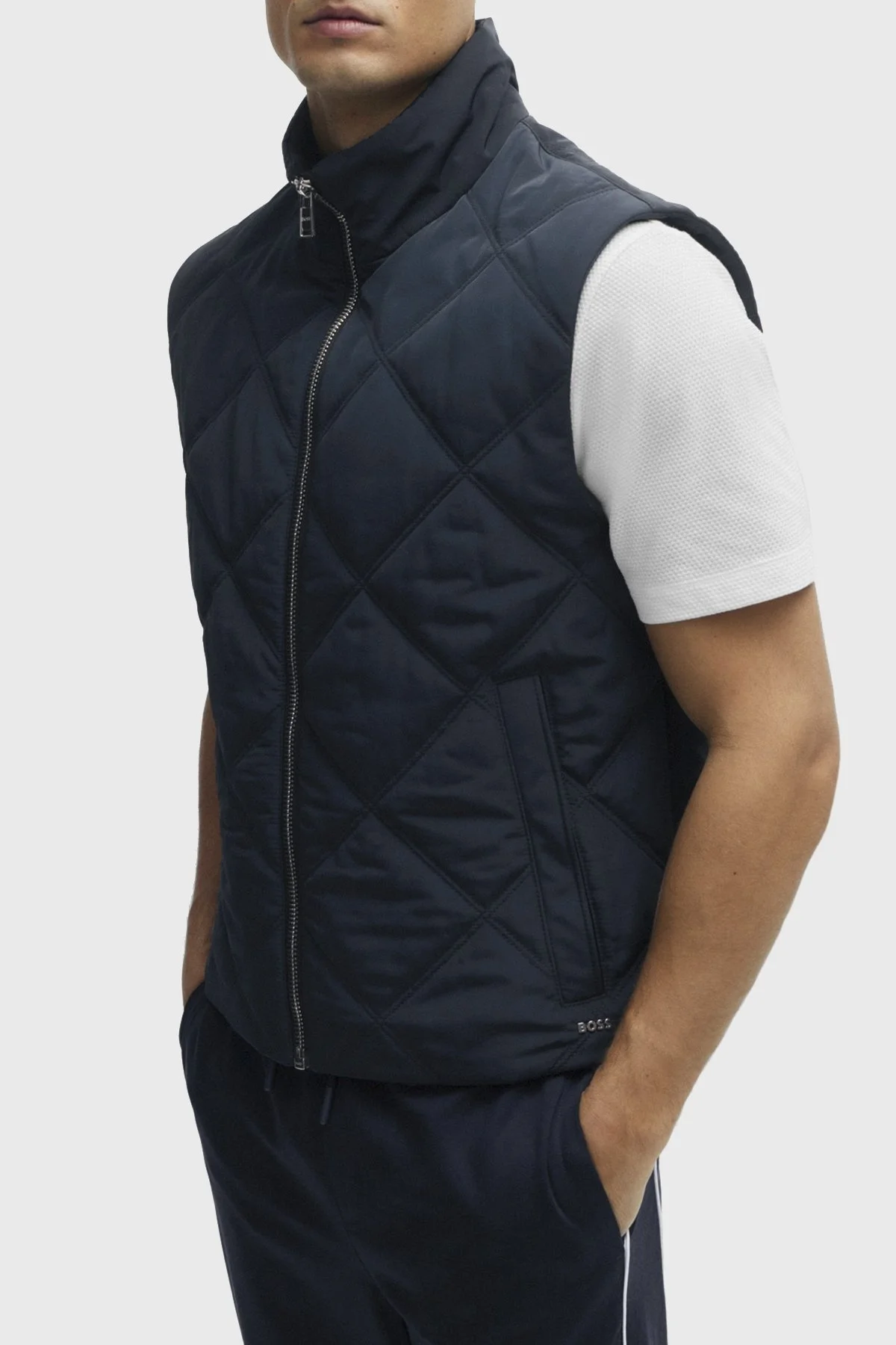 Boss Fermuarlı Dik Yaka Regular Fit Cepli Erkek Yelek 50506356 404 LACİVERT - 4