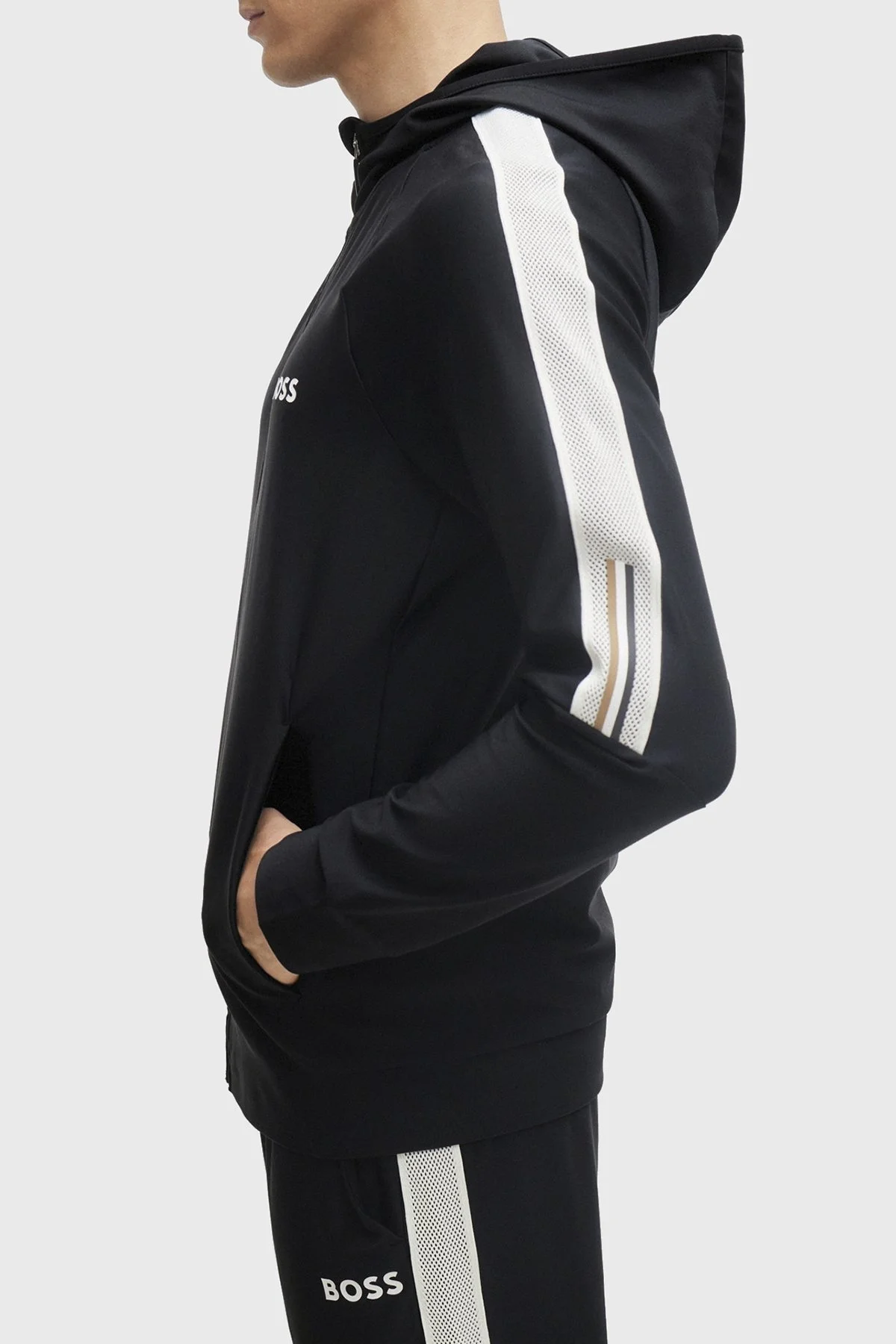 Boss Fermuarlı Kapüşonlu Cepli Regular Fit Erkek Sweat 50506162 001 SİYAH - 3