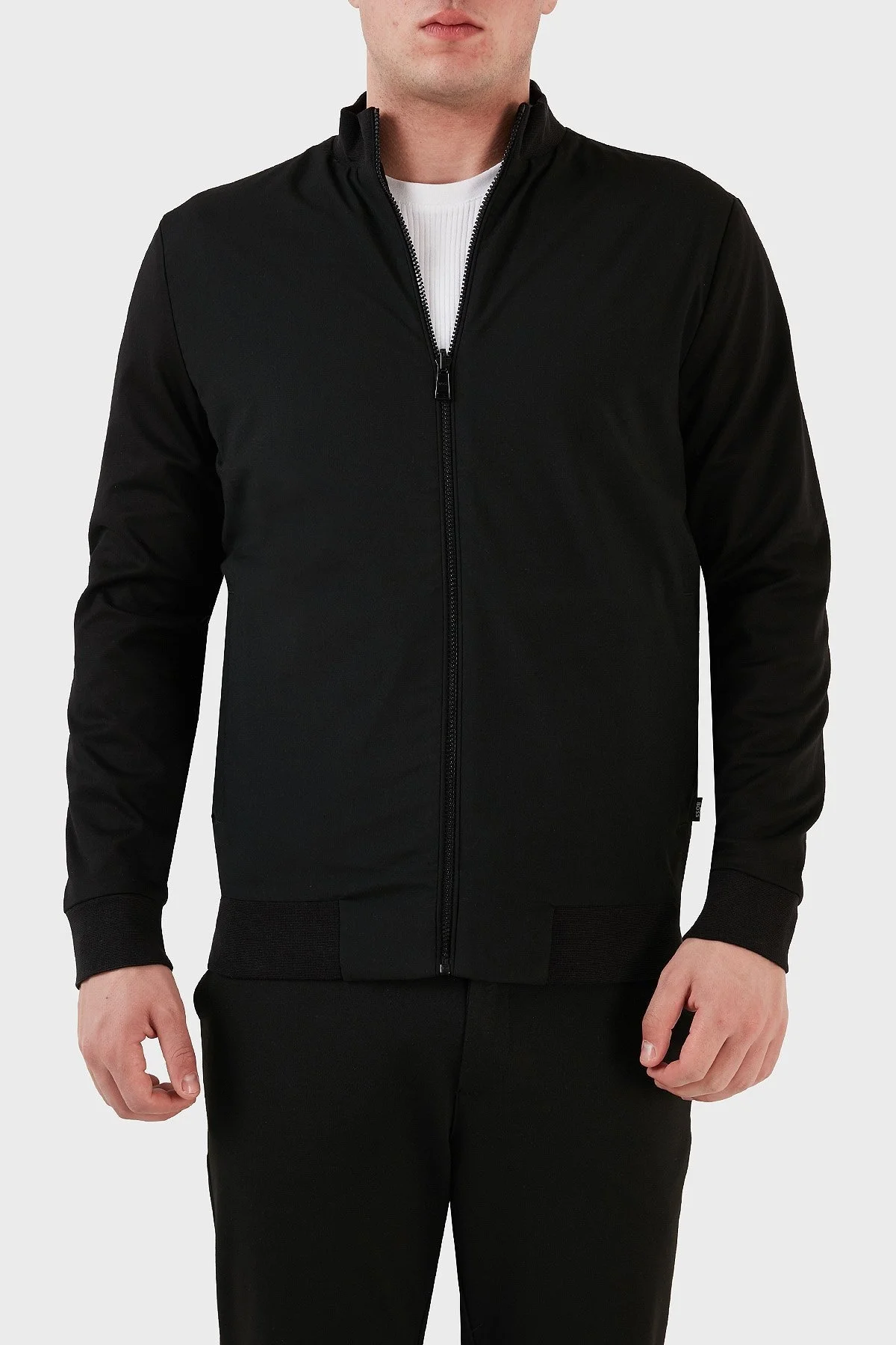 Boss Fermuarlı Pamuklu Regular Fit Dik Yaka Erkek Sweat 50486267 001 SİYAH - 4